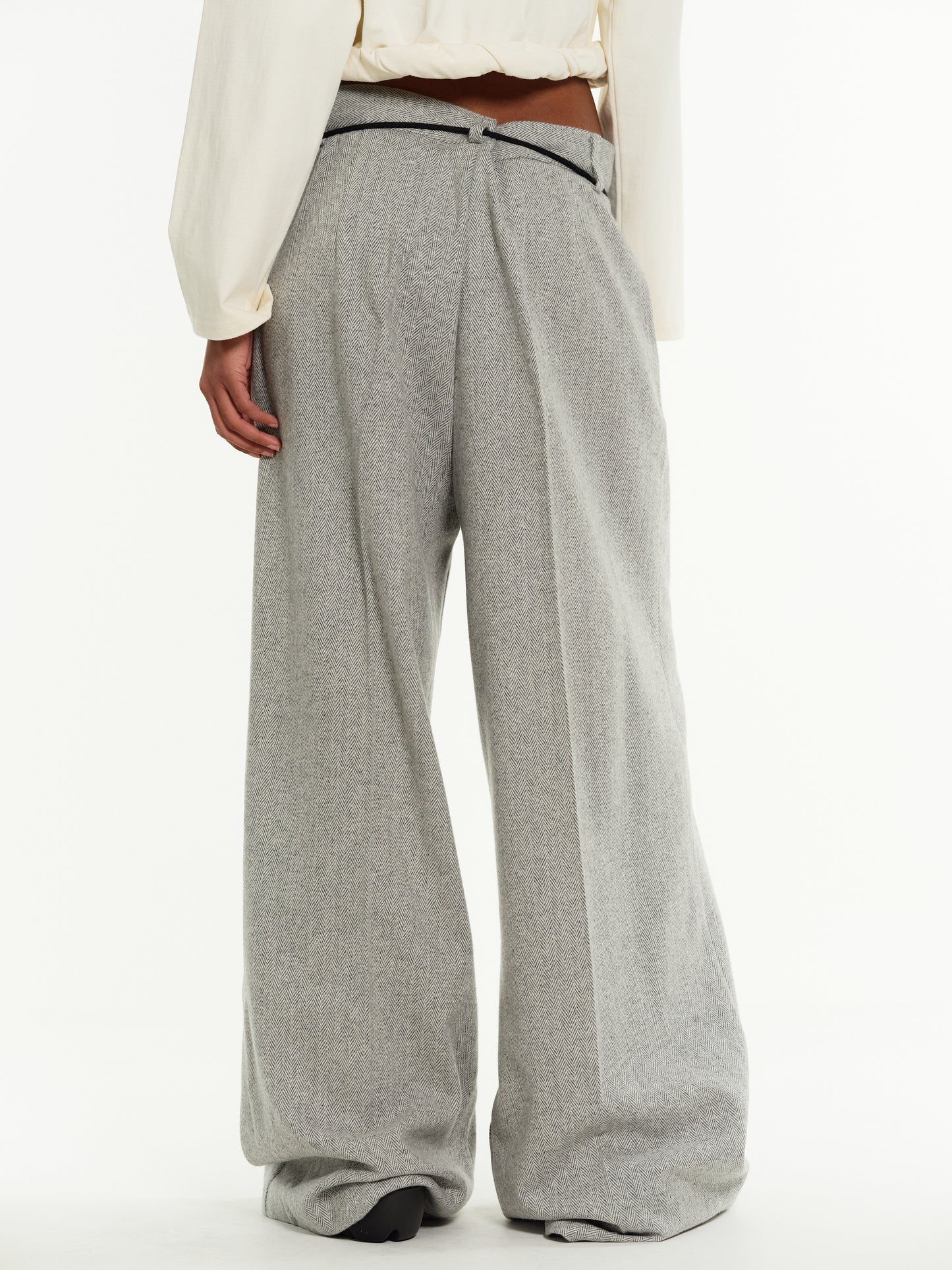 Oversized Wool Trousers, Grey Melange