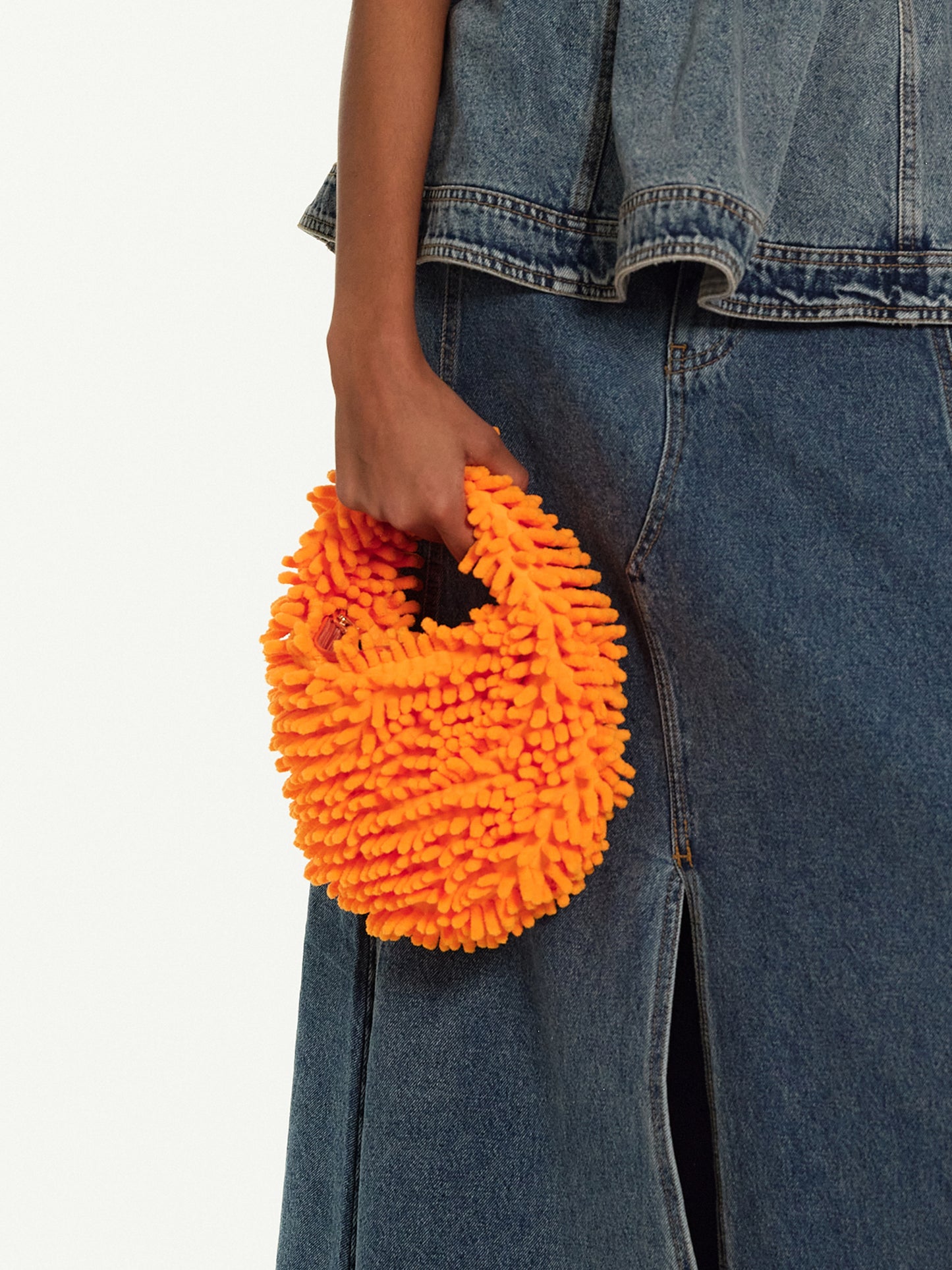 Chenille Knit Bag, Orange