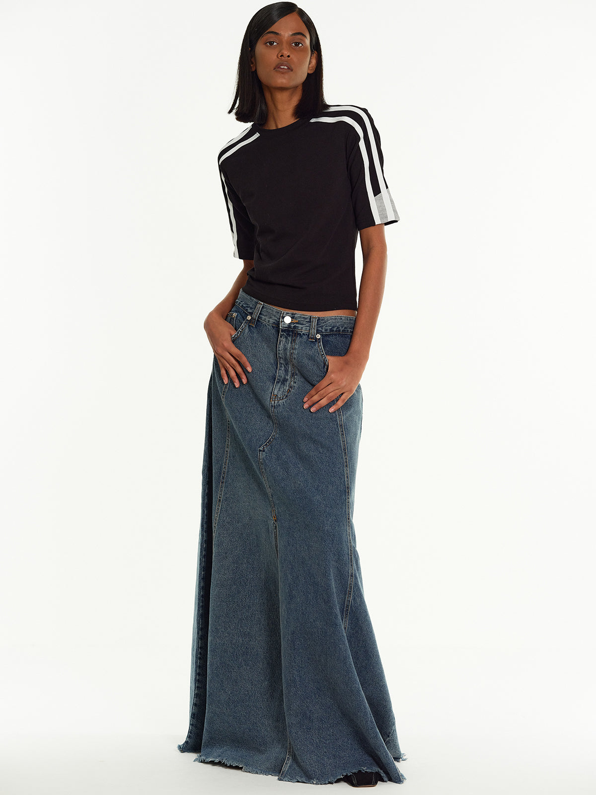 Maxi Denim Skirt, Medium Blue – SourceUnknown | Jeansröcke