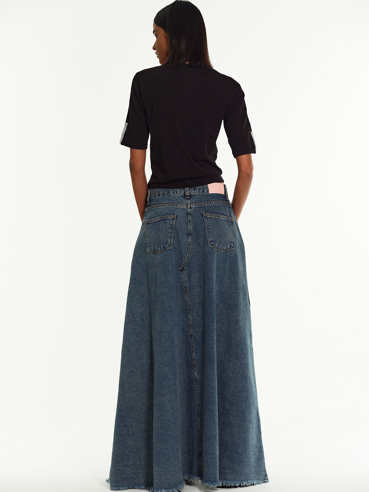 Maxi Denim Skirt, Medium Blue
