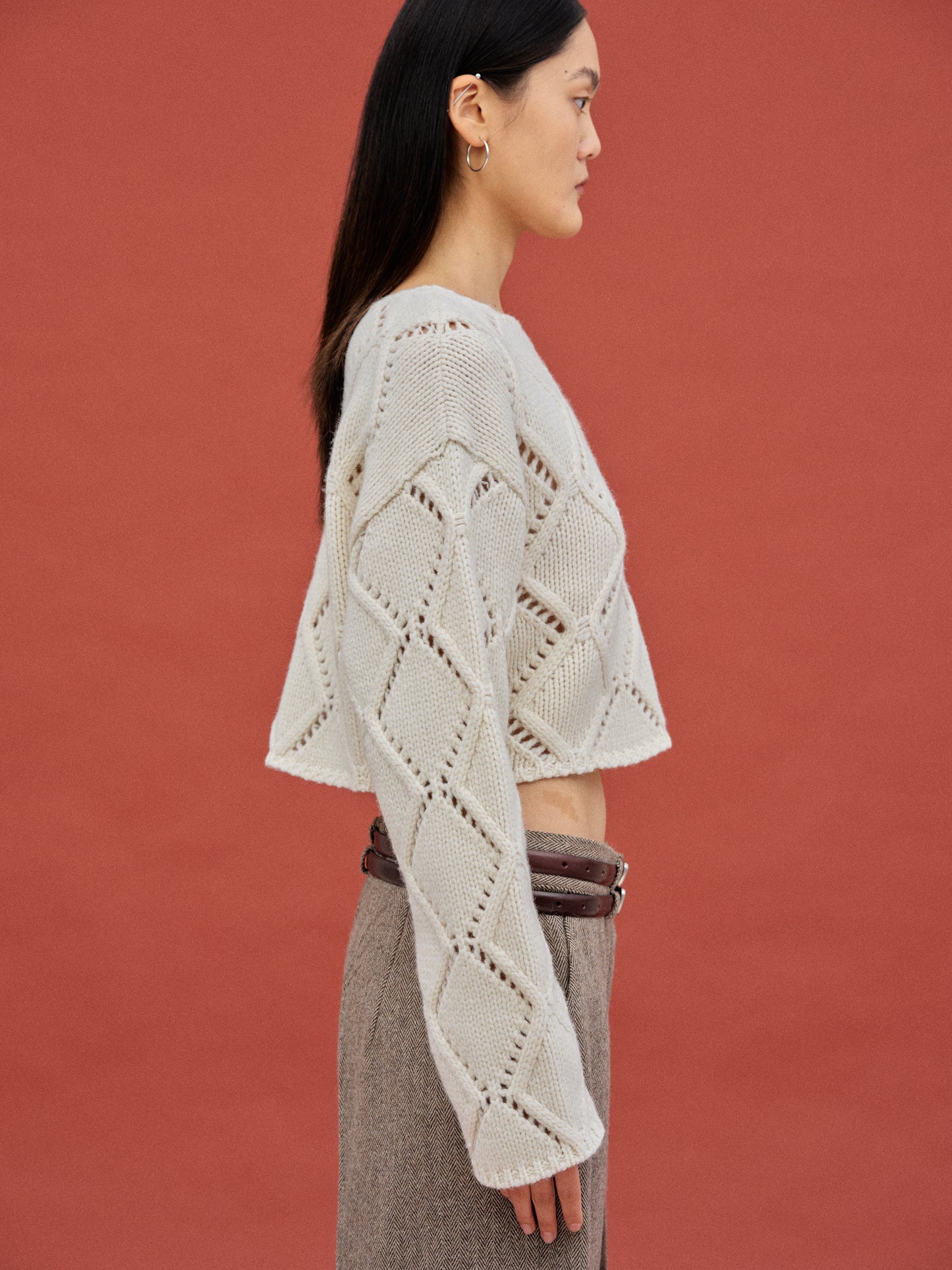 Merino Wool Crochet Knit, Ivory