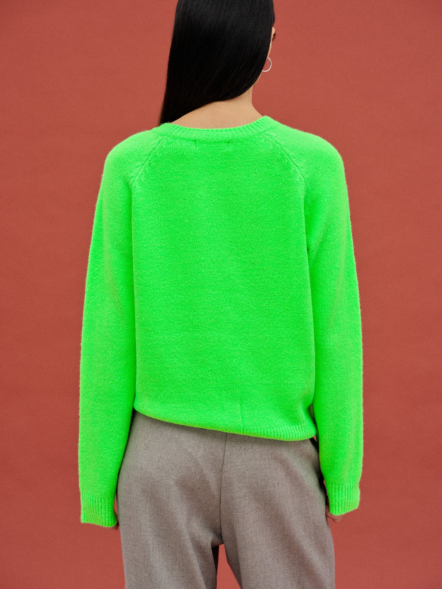 Round Neck Knit Sweater, Green