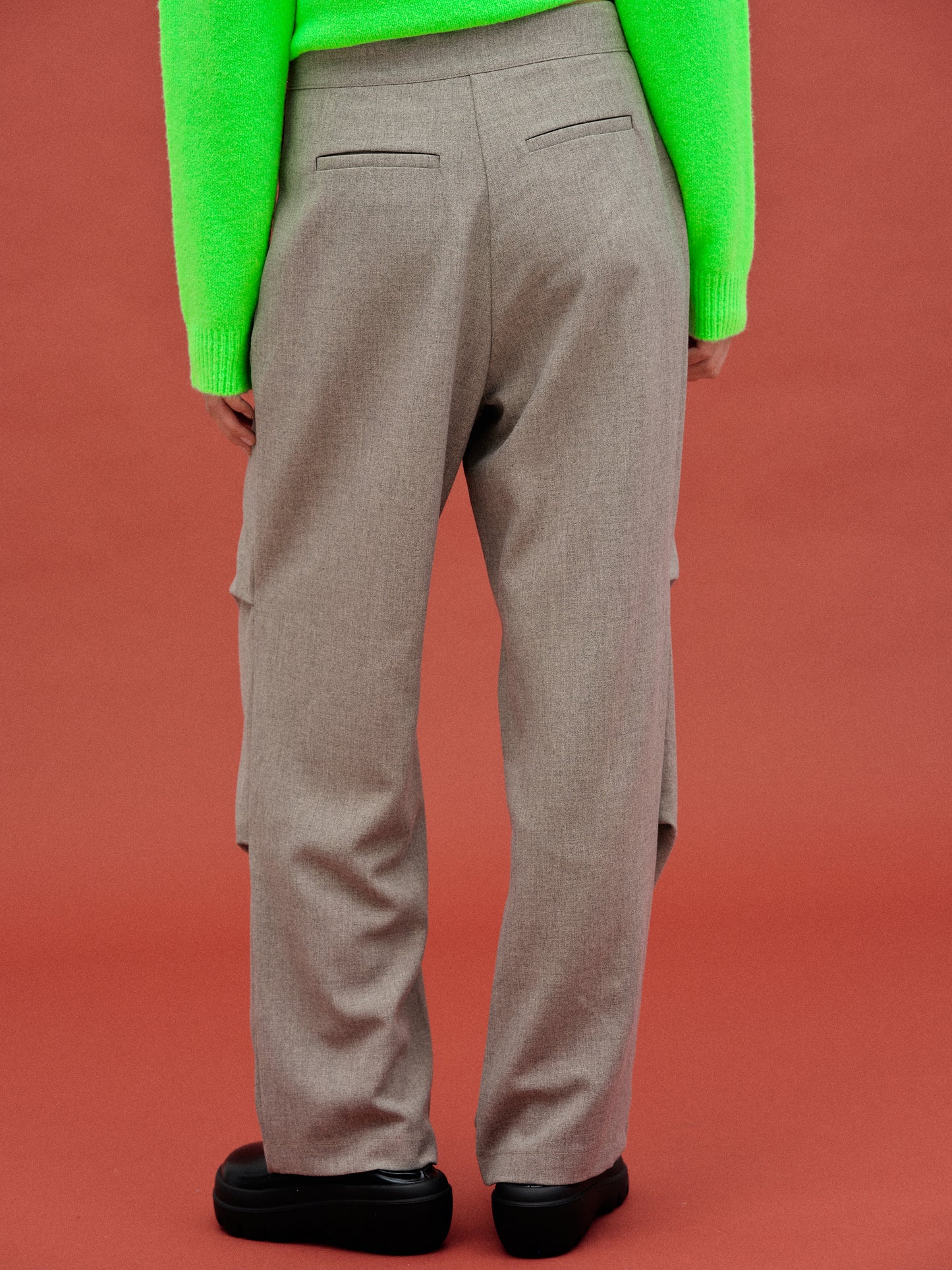 Inside-Out Pocket Trousers, Grey Melange