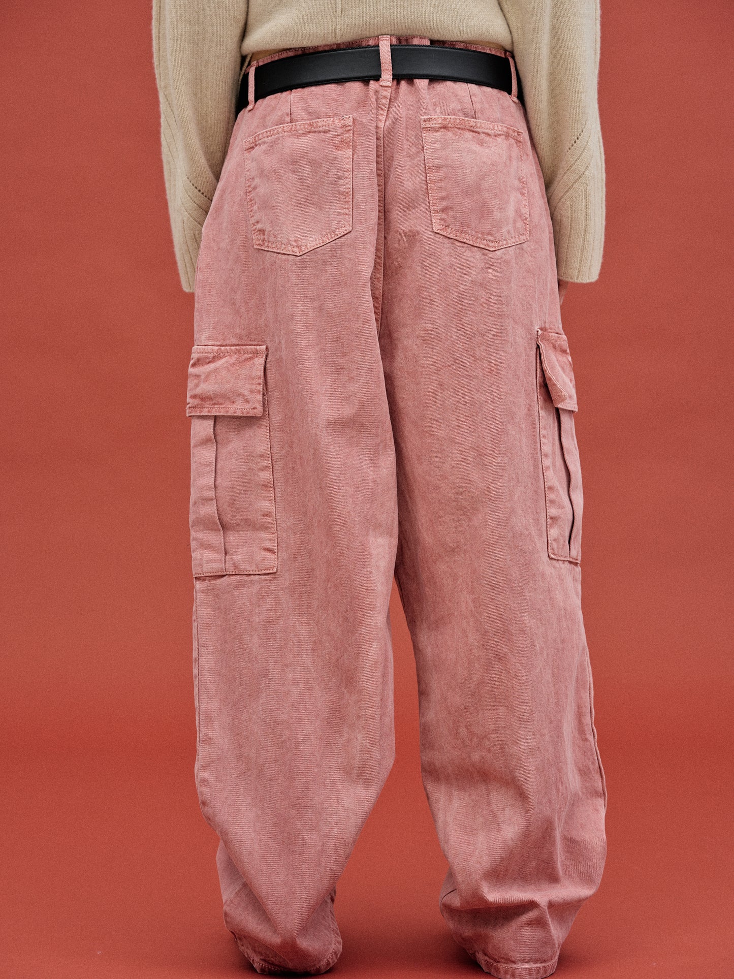 Oversized Cargo Jeans, Pink