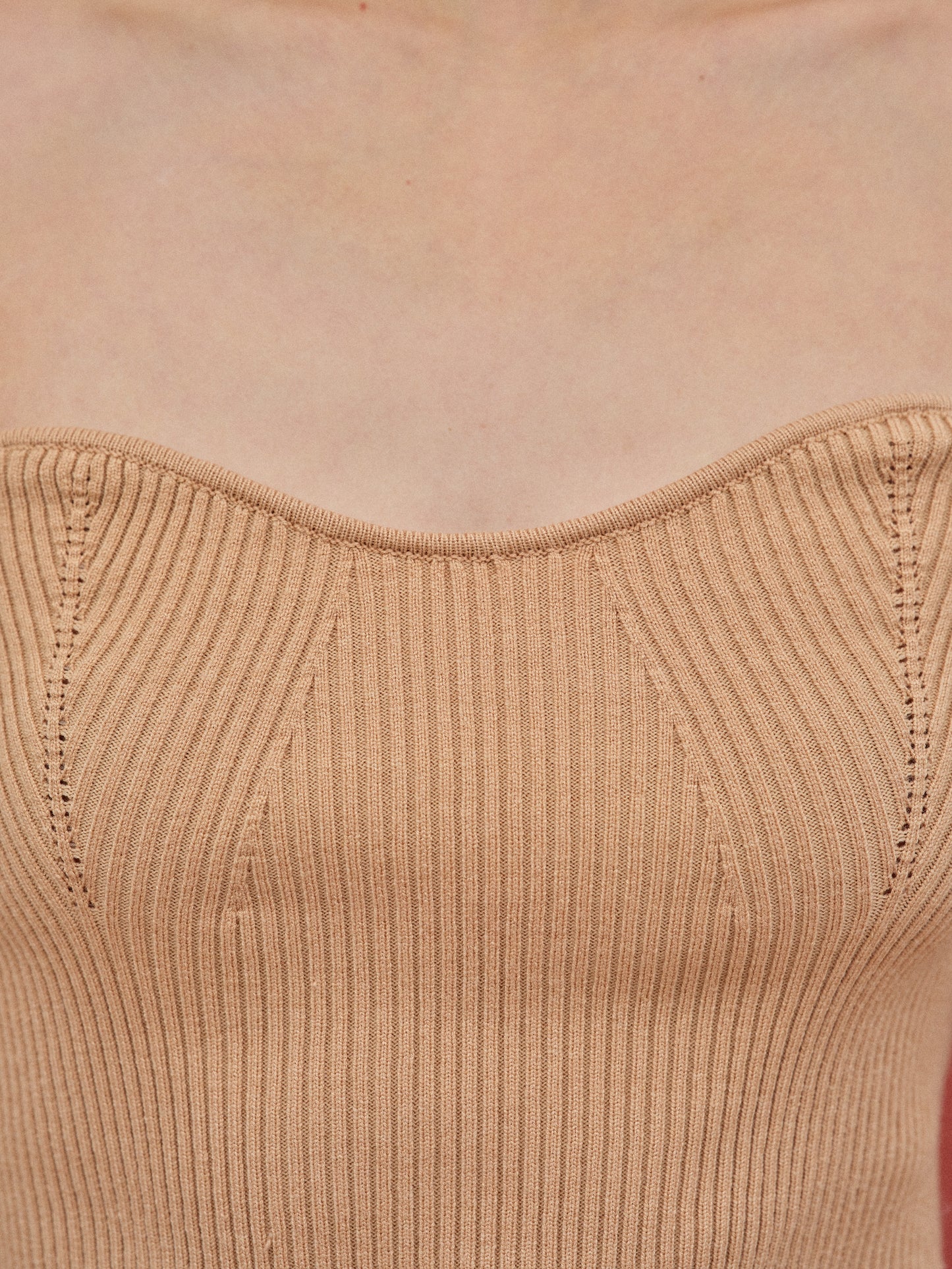 Sweetheart Ribbed Knit, Beige