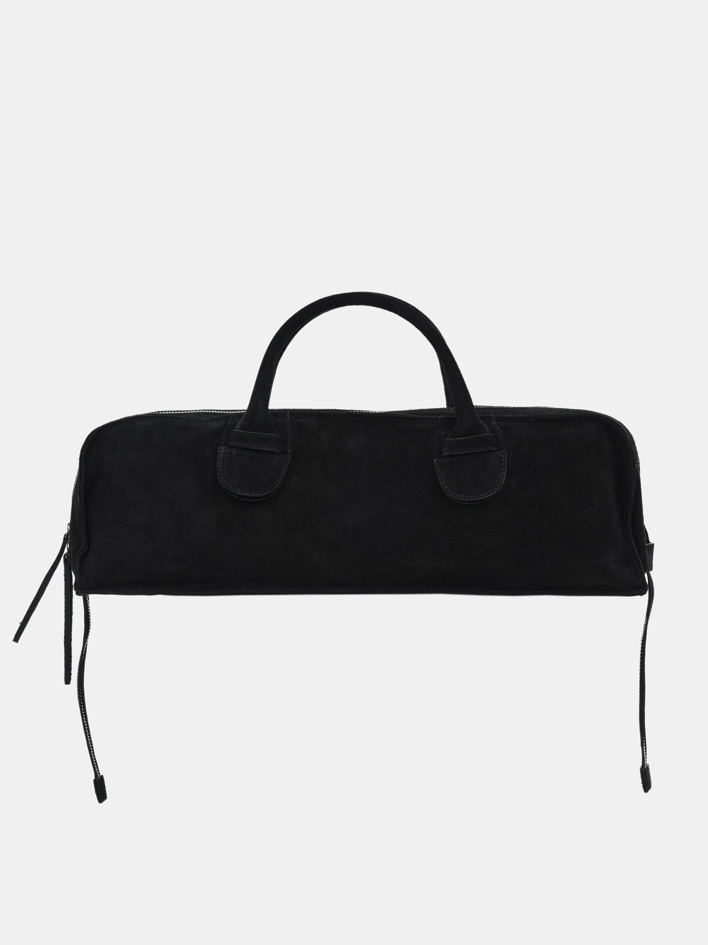 Leather Suede Rectangular Handbag, Black