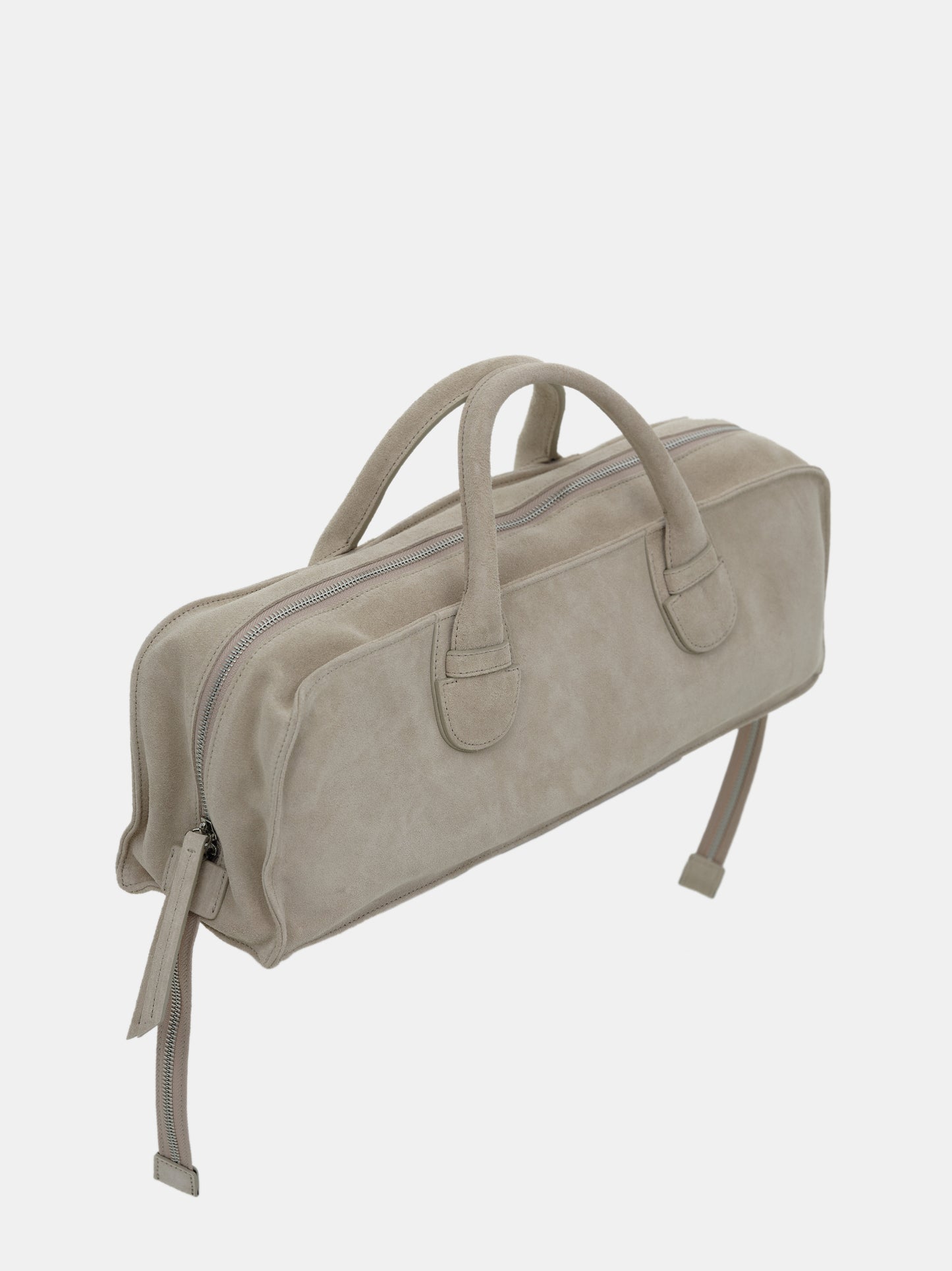 Leather Suede Rectangular Handbag, Sand