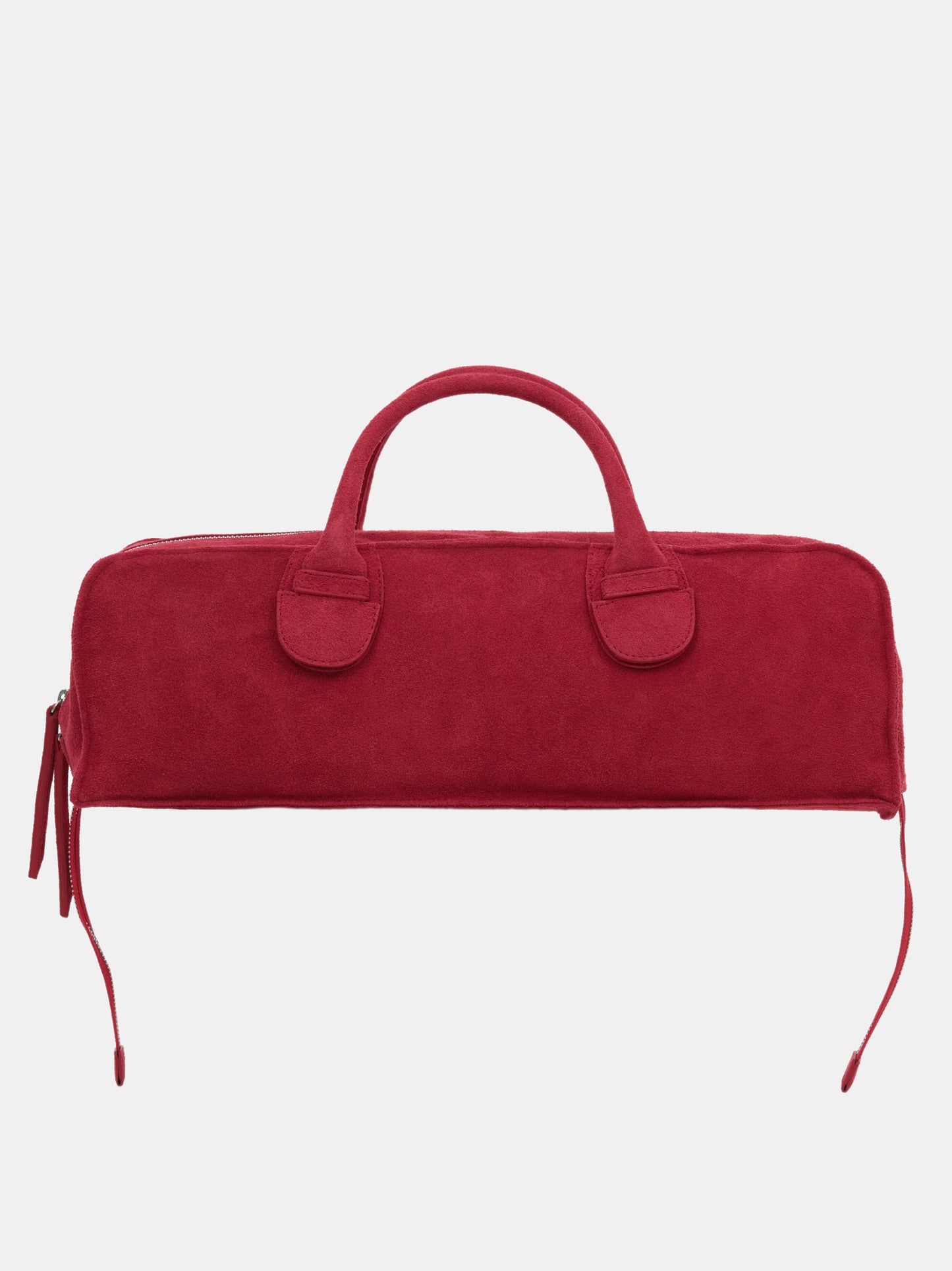 Leather Suede Rectangular Handbag, Red