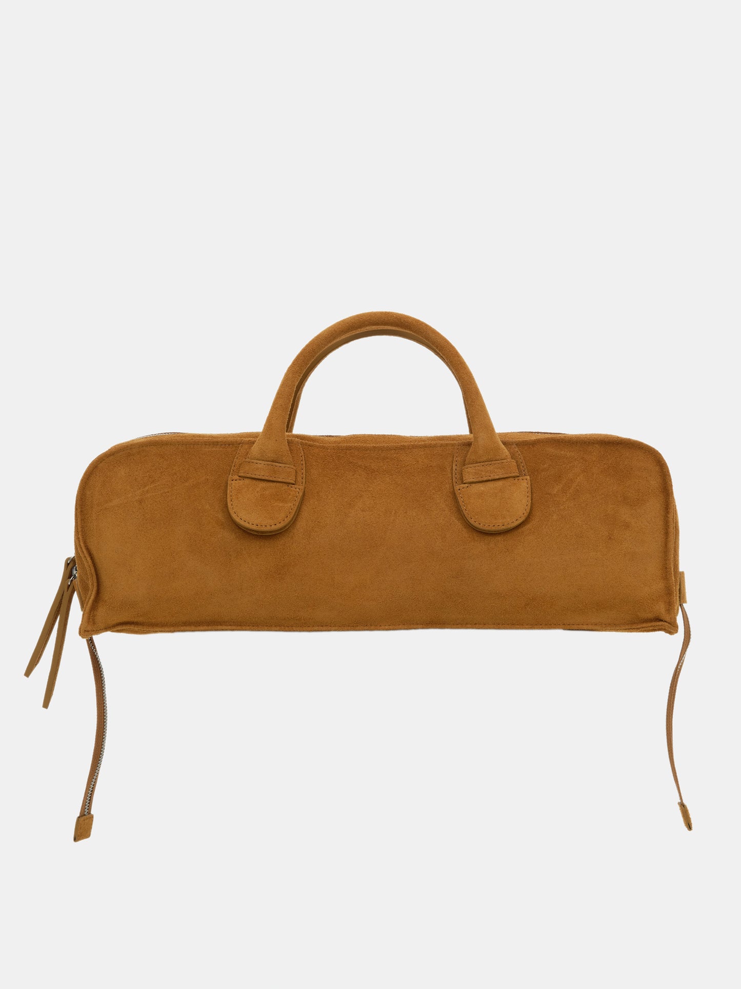 Leather Suede Rectangular Handbag, Camel