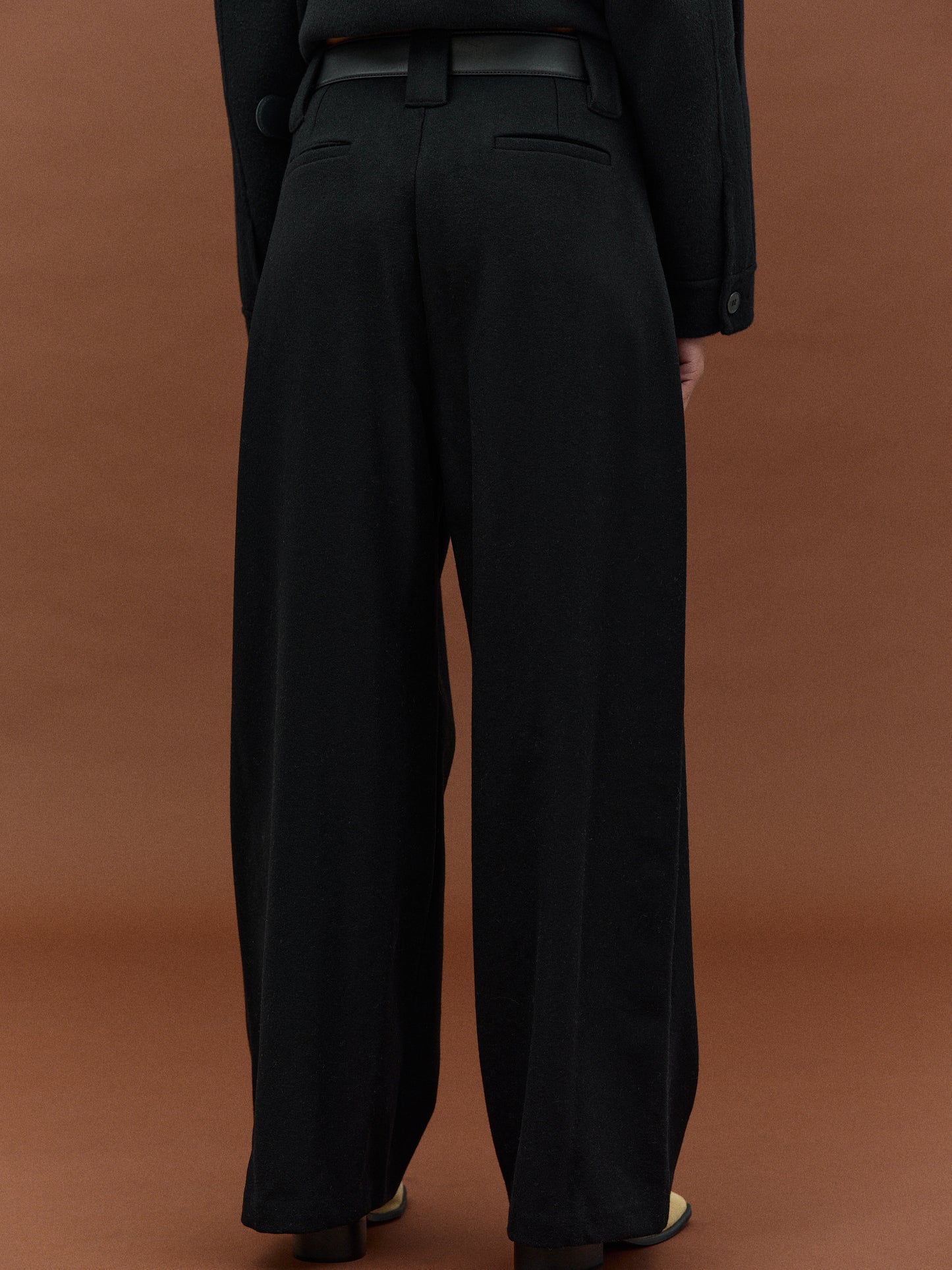 Felted Wool Trousers, Black