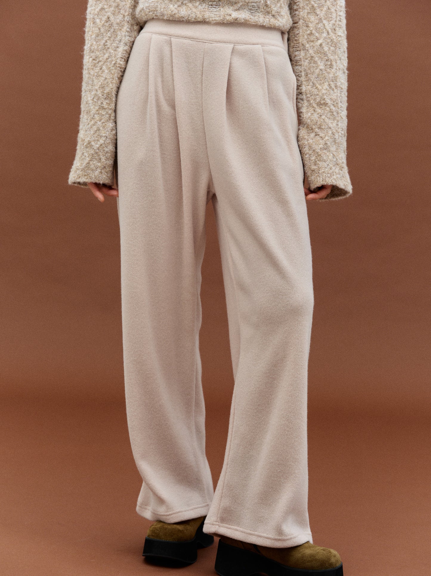Knitted Lounge Pants, Egret