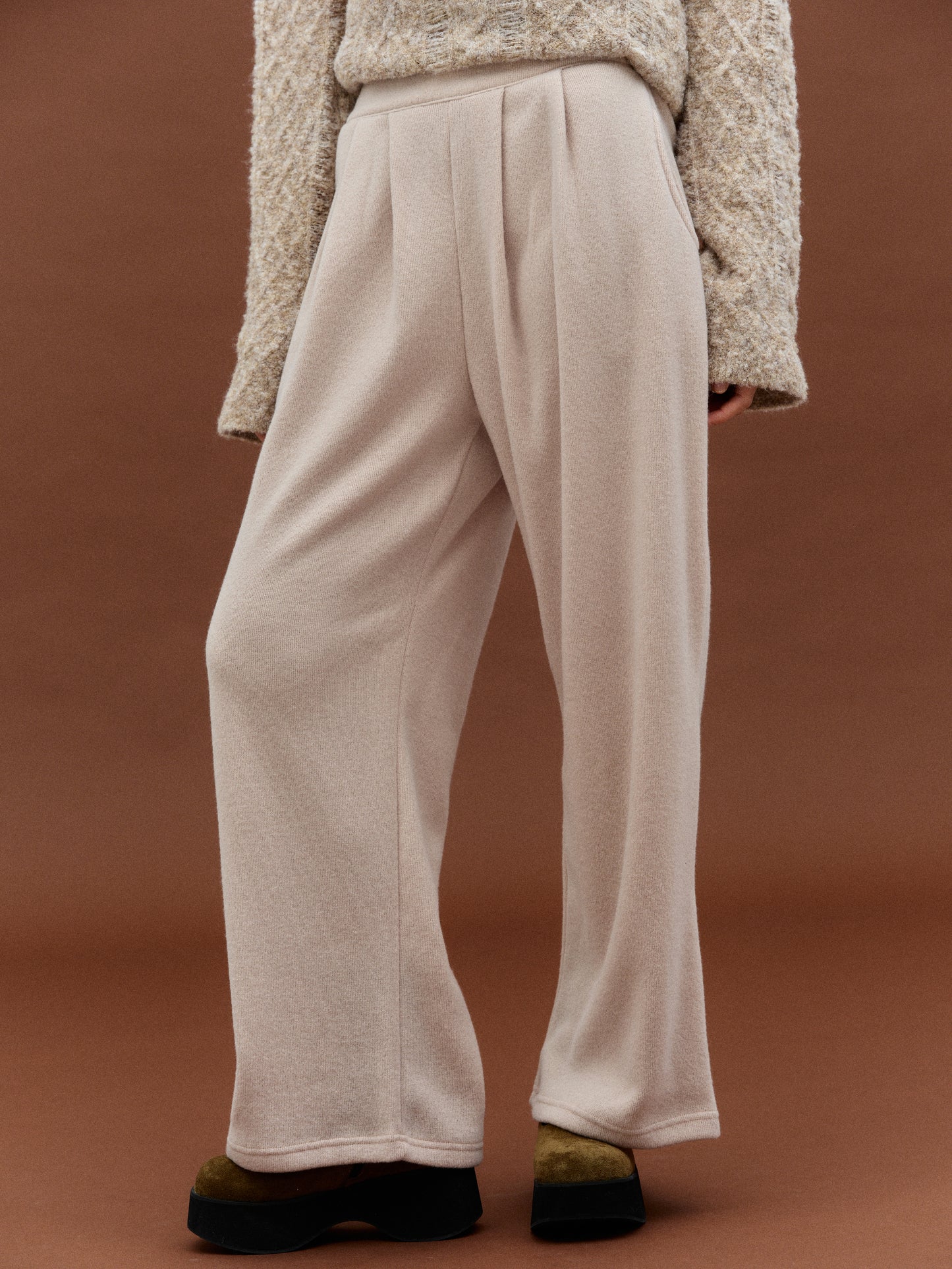 Knitted Lounge Pants, Egret