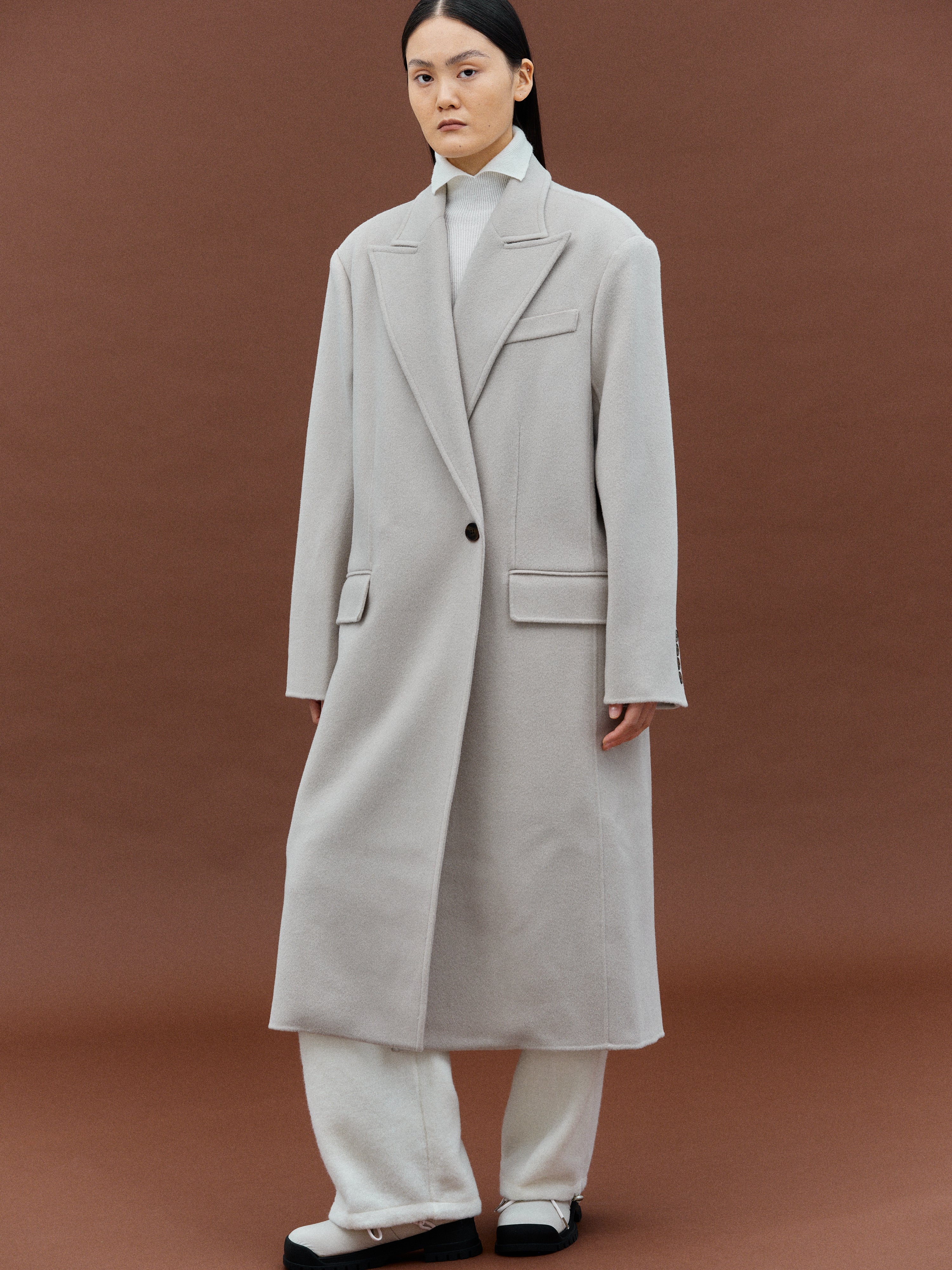 Lapel cheap wool coat