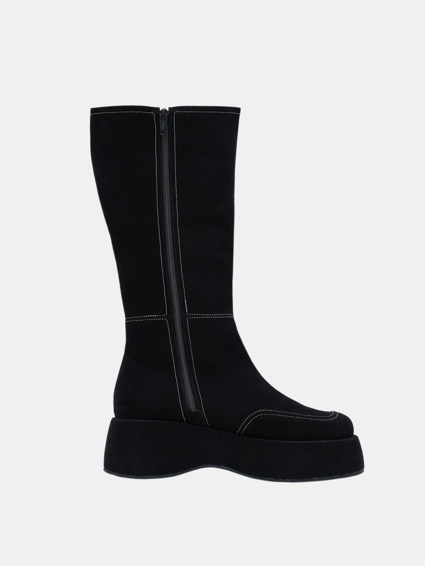 Suede Mid-Calf Boots, Black