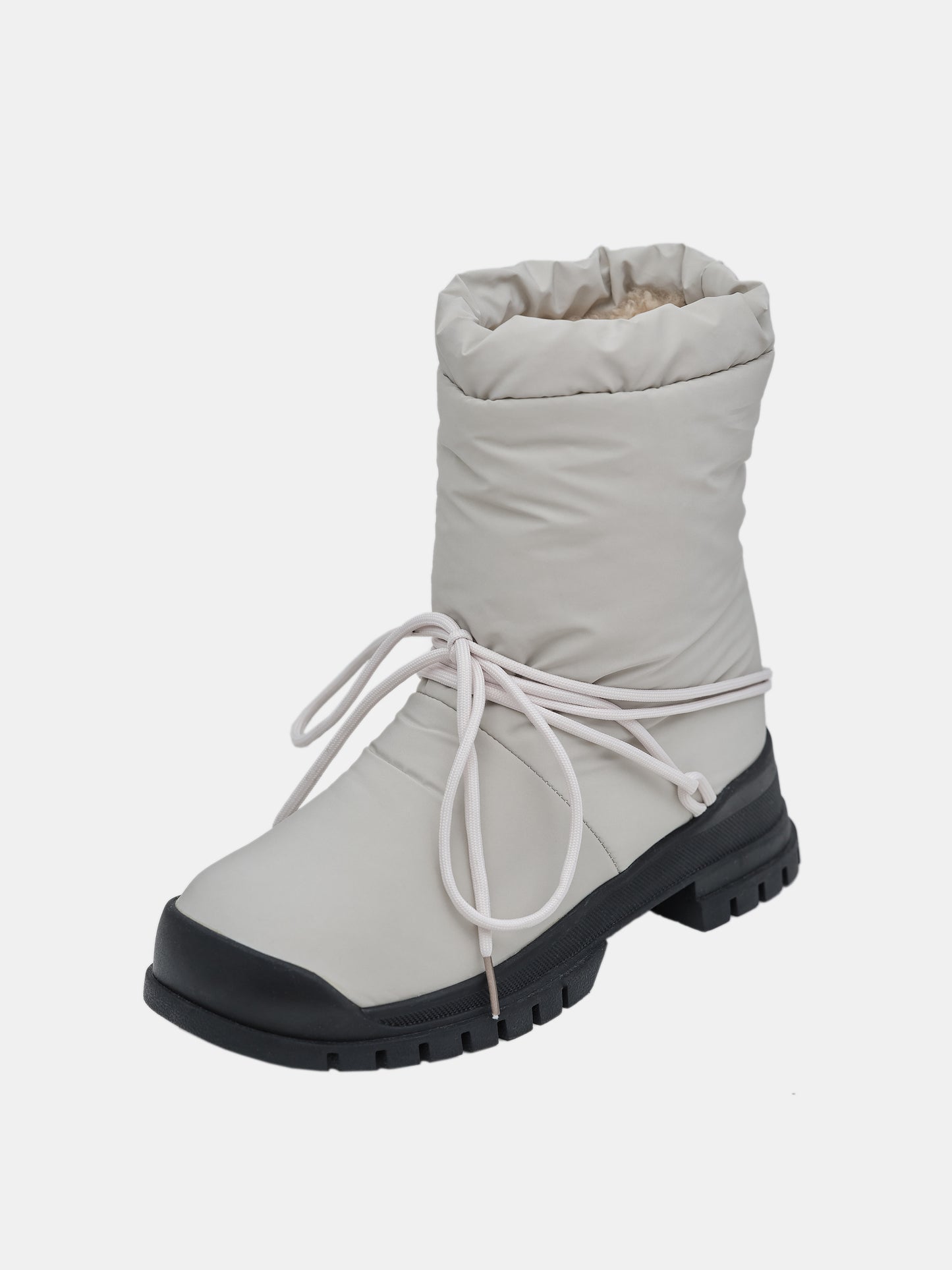 Puffer Ankle Boots, Porcelain