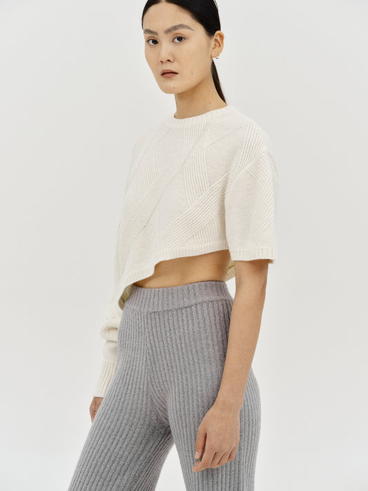 Asymmetric Cable Knit, Ivory