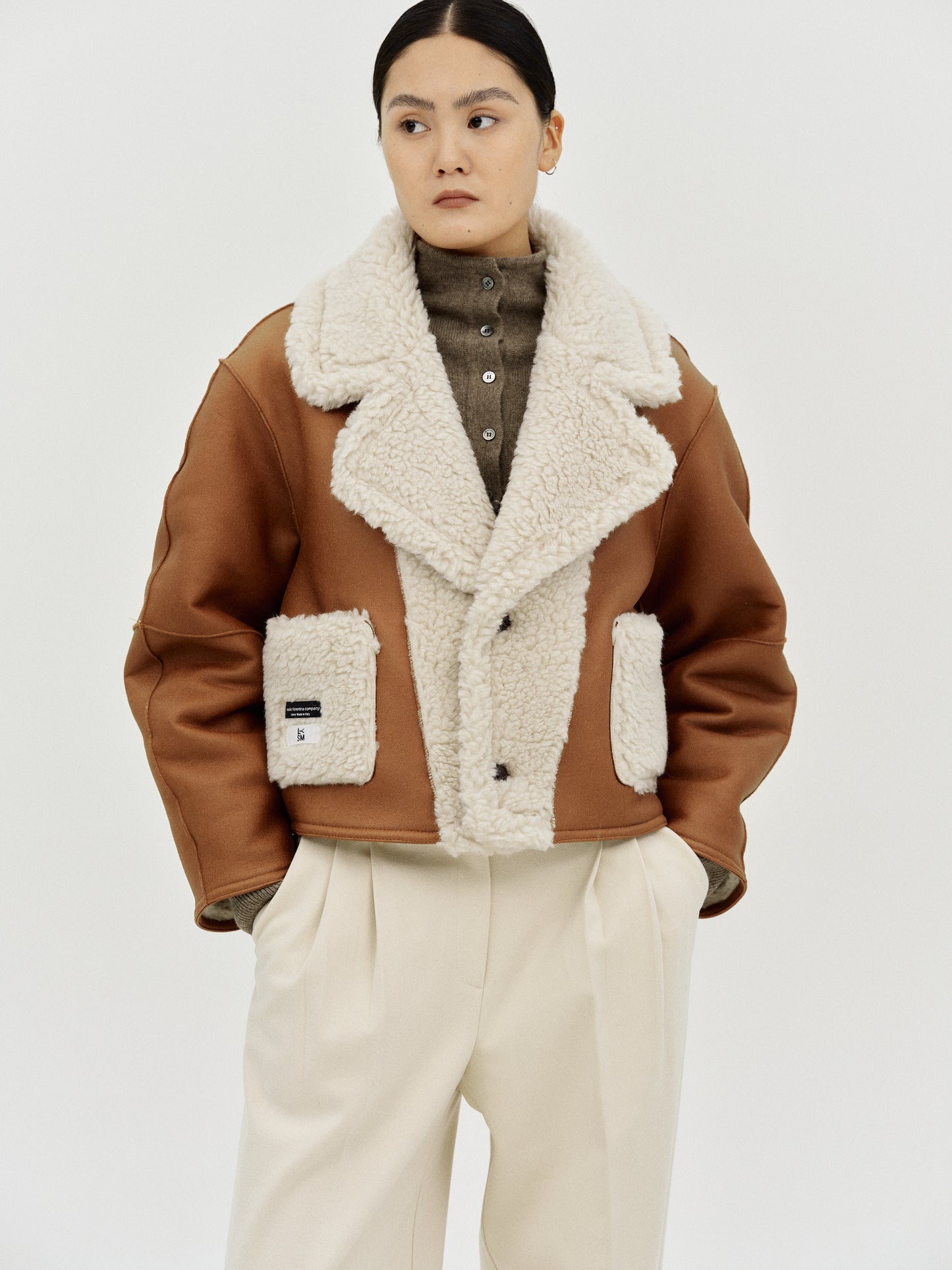 Recycled Shearling Reversible Jacket, Brown