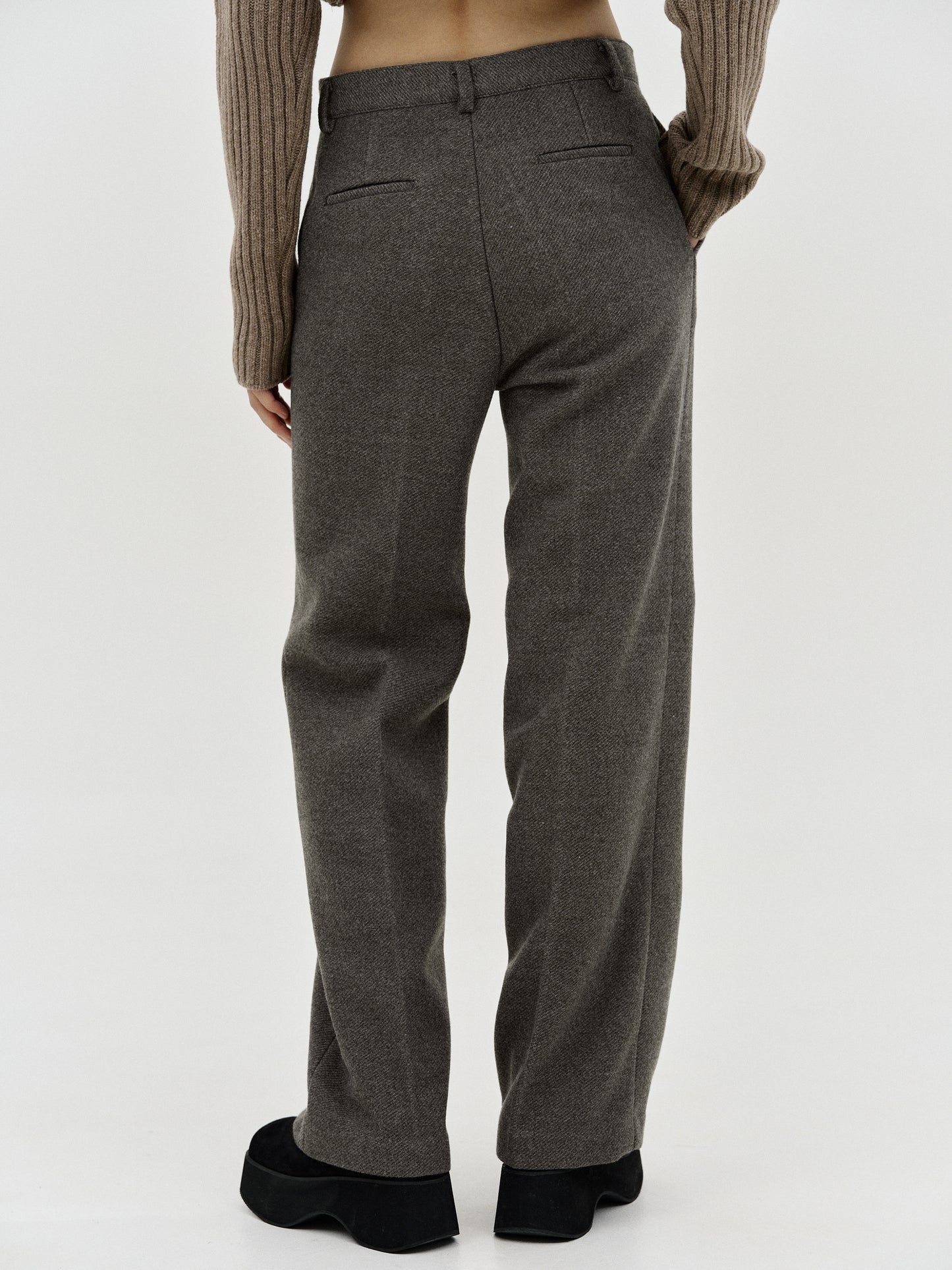 Straight Wool Suit Pants, Grey