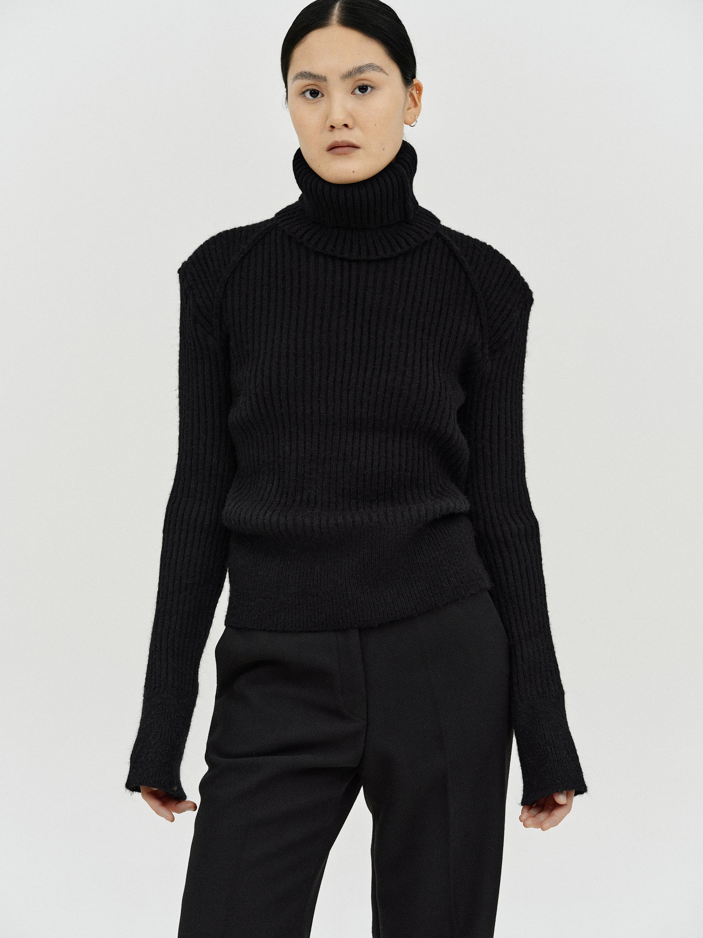 Neck Warmer Sweater Set, Black