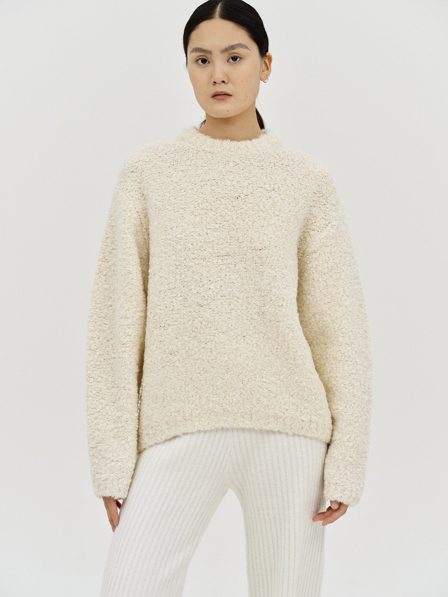 Bouclé Knit Sweater, Ivory – SourceUnknown