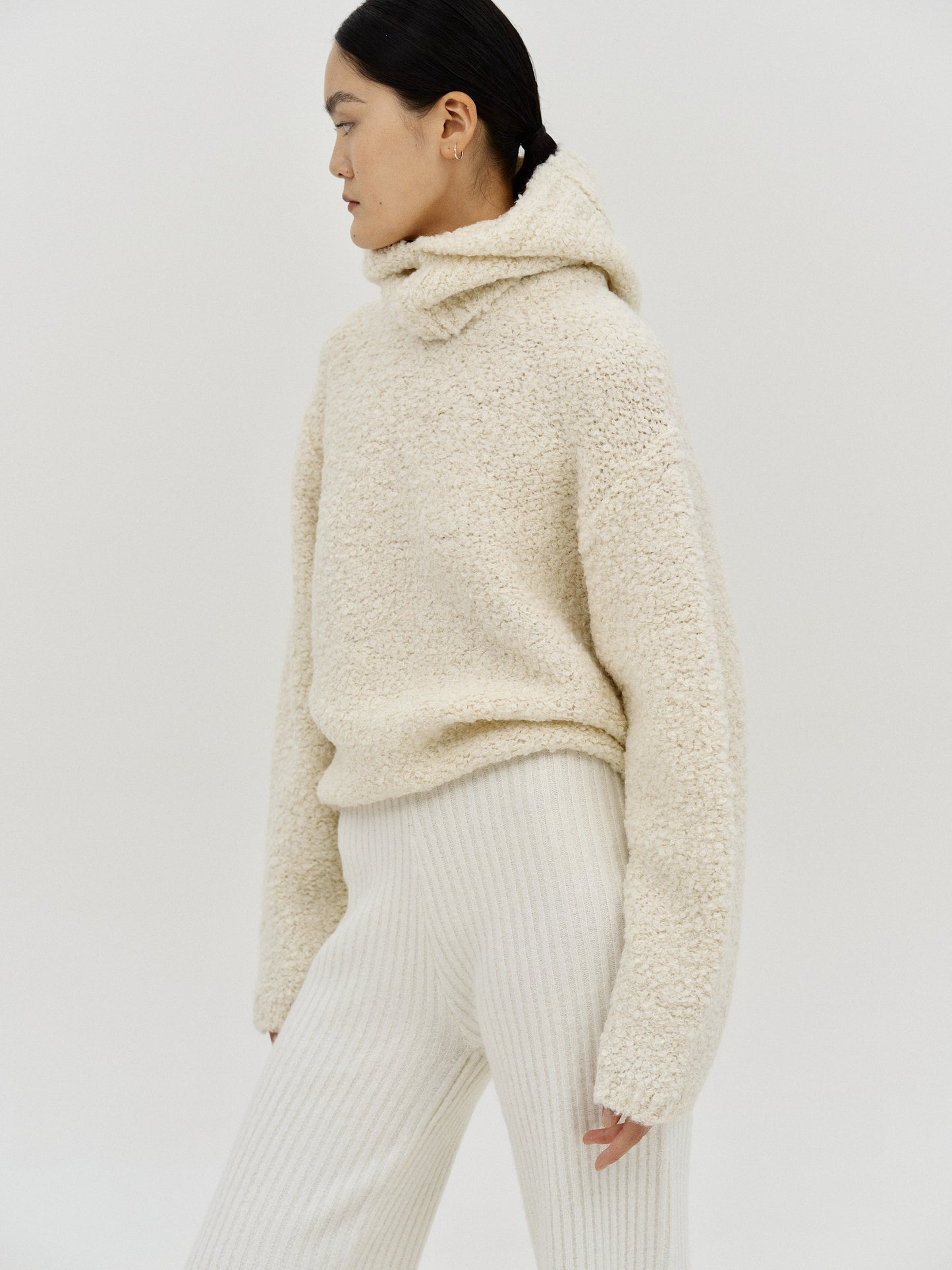 Bouclé Knit Sweater, Ivory