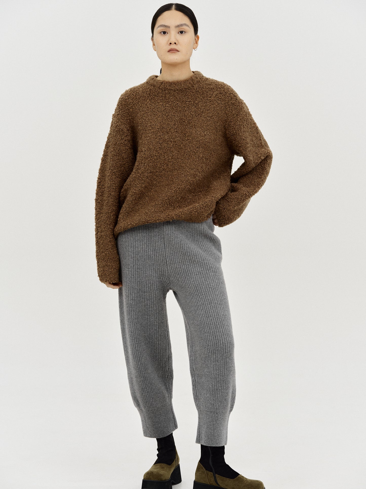 Wool Jogger Lounge Pants, Grey