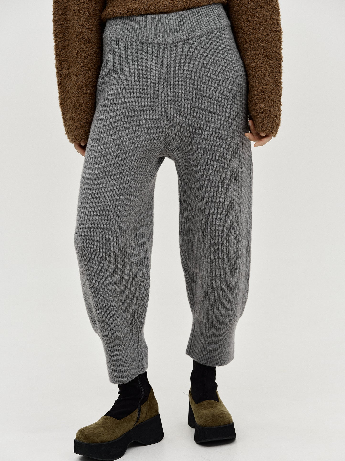 Wool Jogger Lounge Pants, Grey