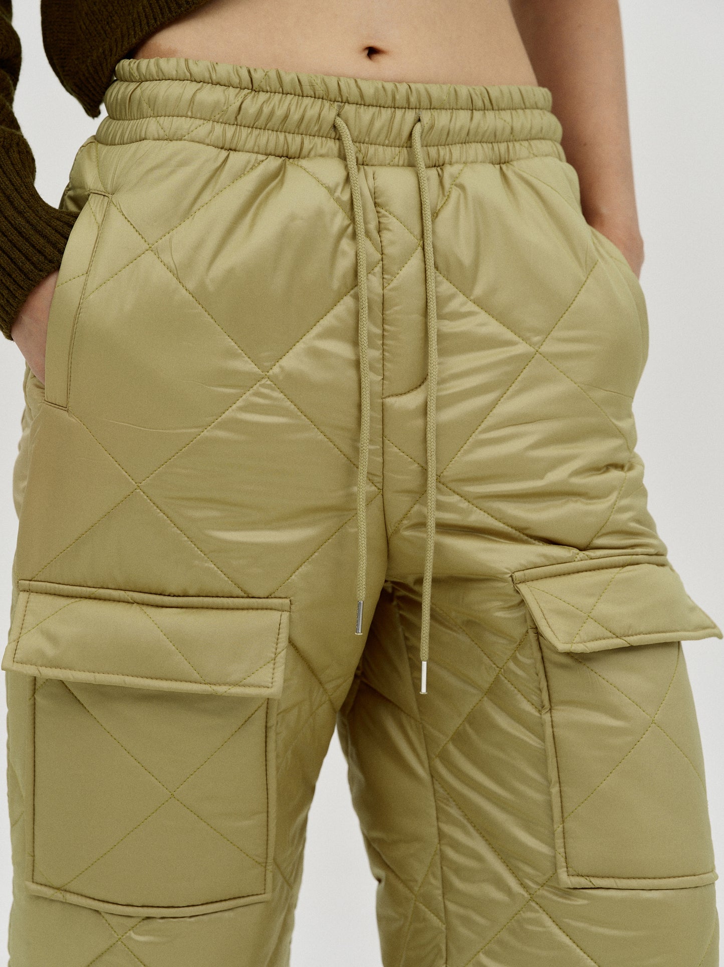 Puffer Cargo Pants, Khaki