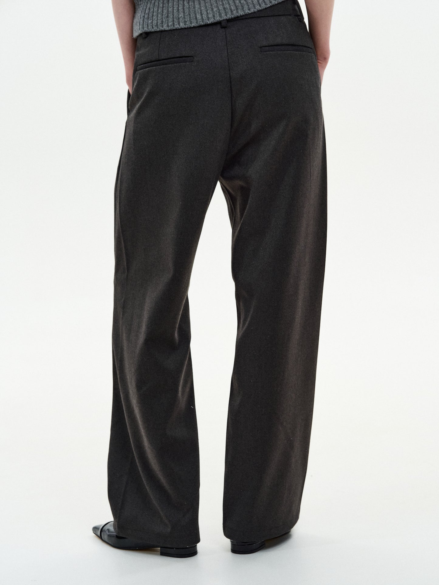 Wide Suit Trousers, Dark Charcoal