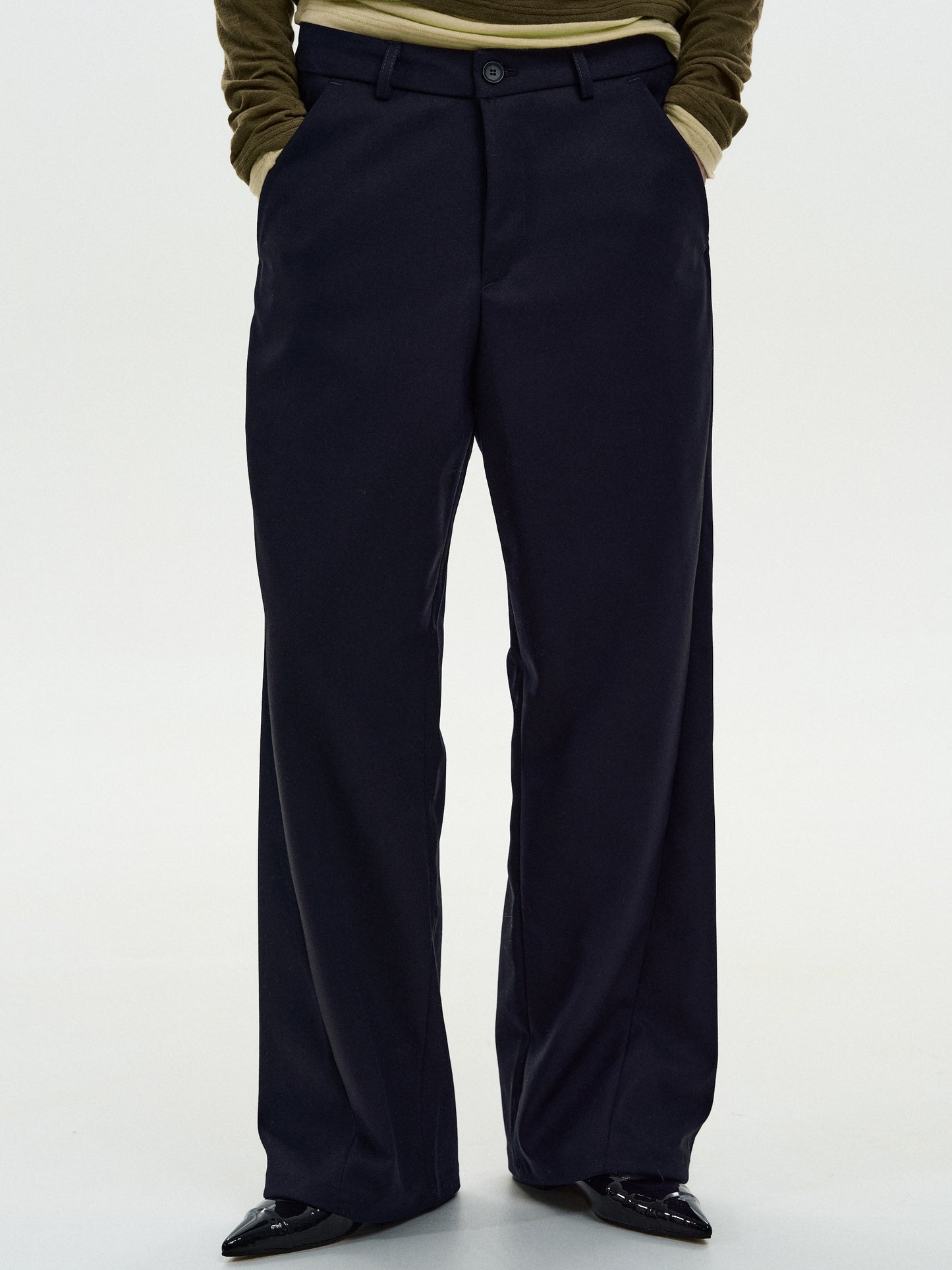 Wide Suit Trousers, Dark Navy