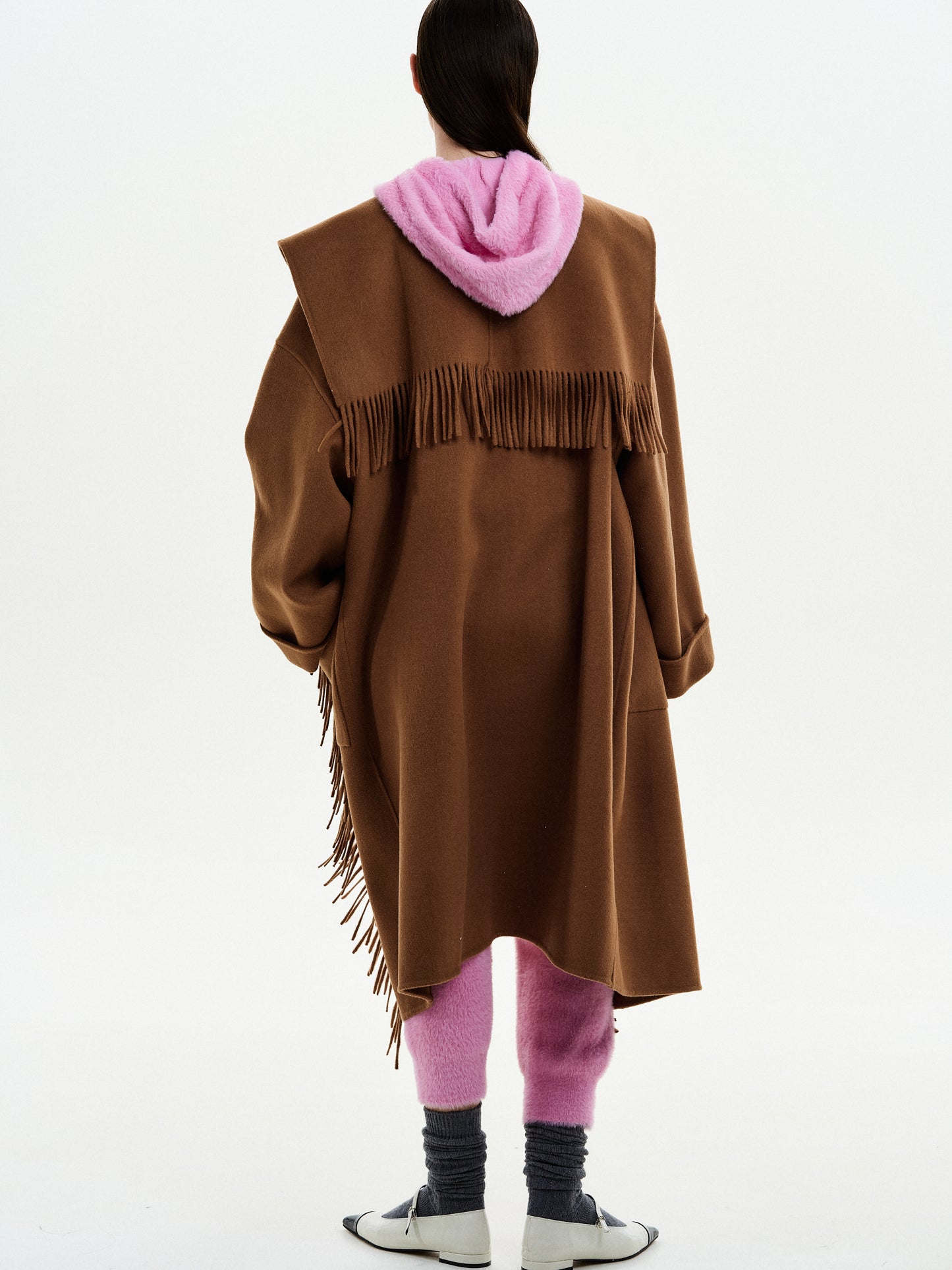 Fringe Blanket Coat, Java