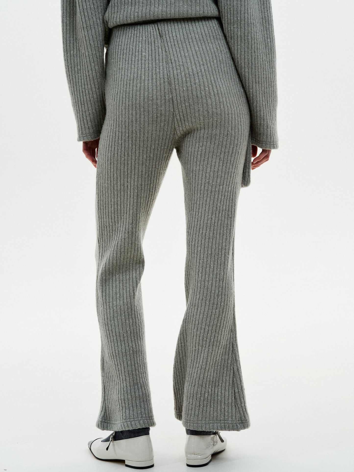 Flare Knitted Pants, Gray Melange