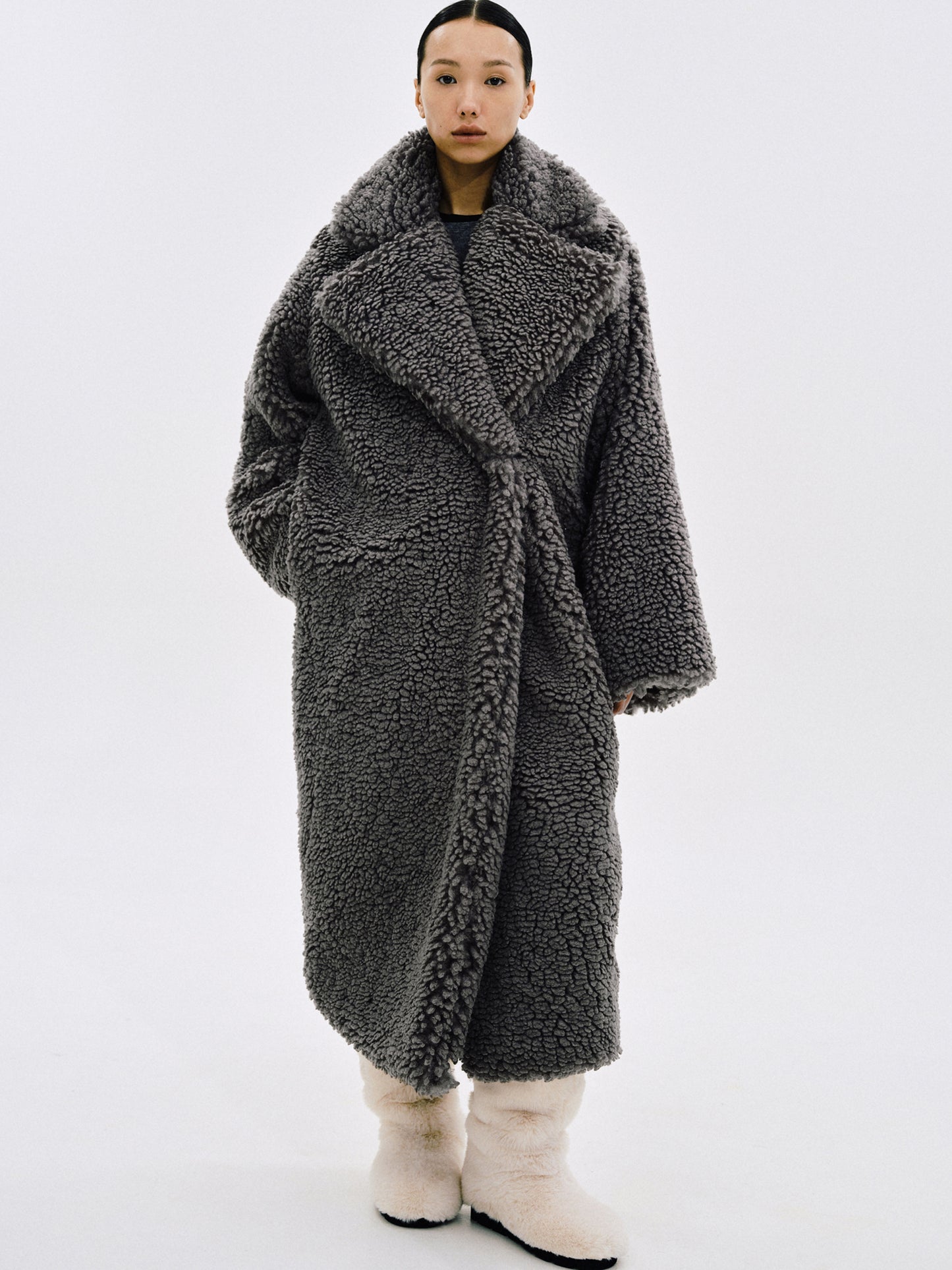 Oversized Sherpa Coat, Charcoal