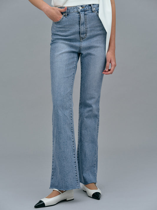 High-Rise Slim Boot Jeans, Washed Blue