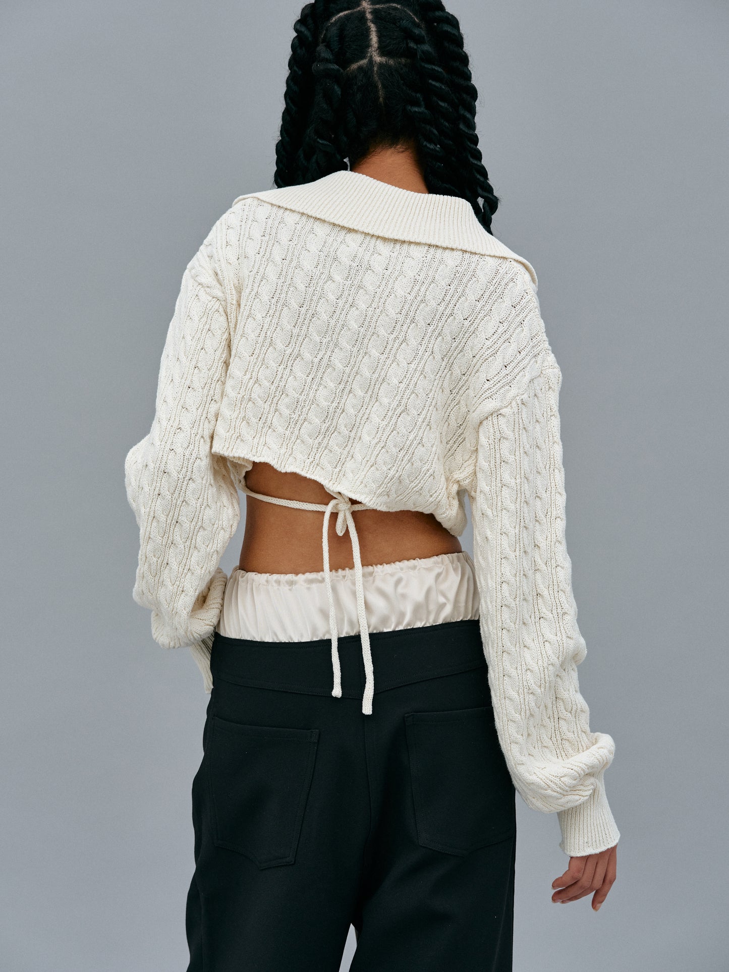 Cropped Collar Knit, Ivory