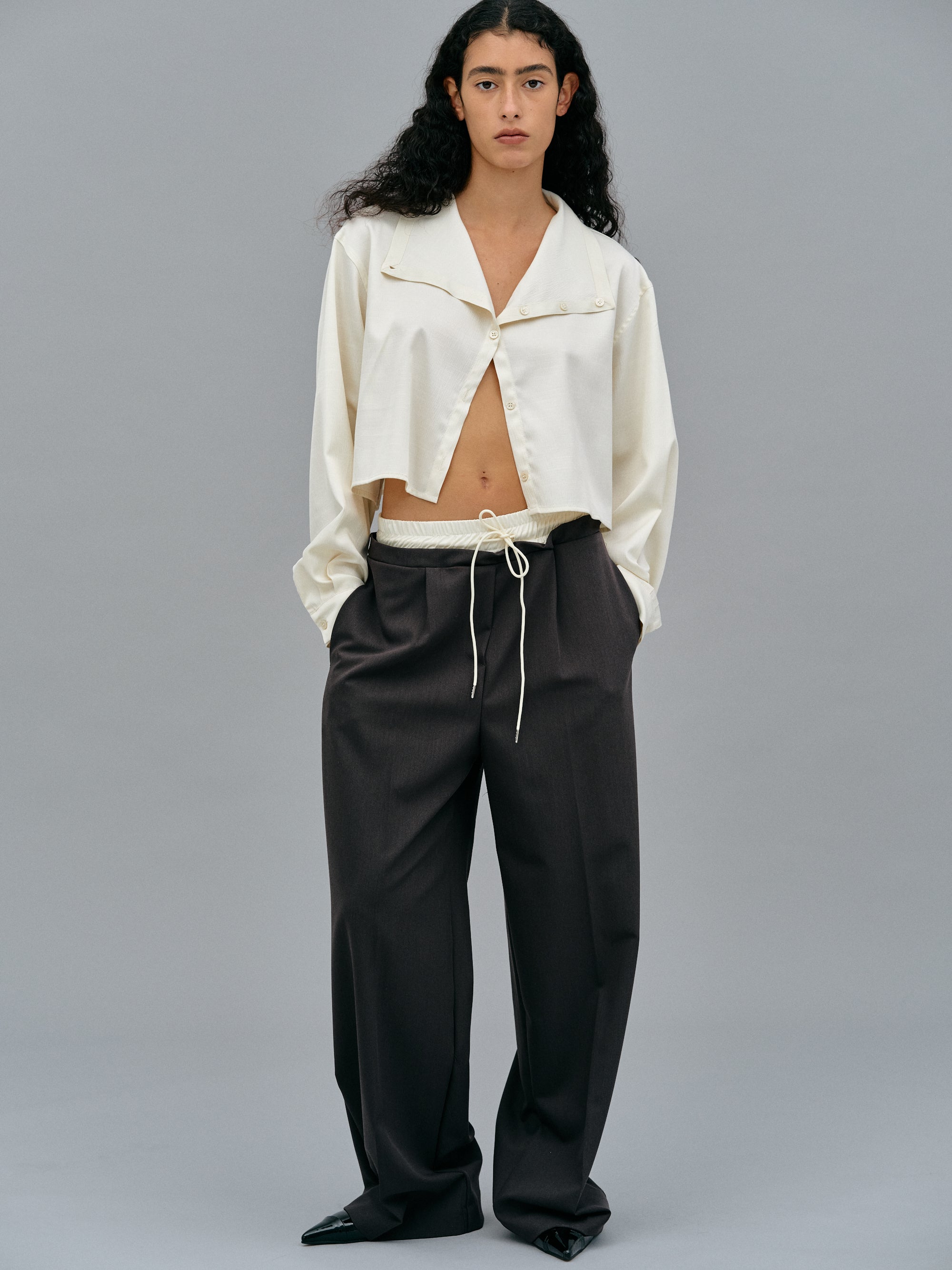 Gina Bacconi Chiffon Layered Trousers With Slits, Chalk Light at John Lewis  & Partners