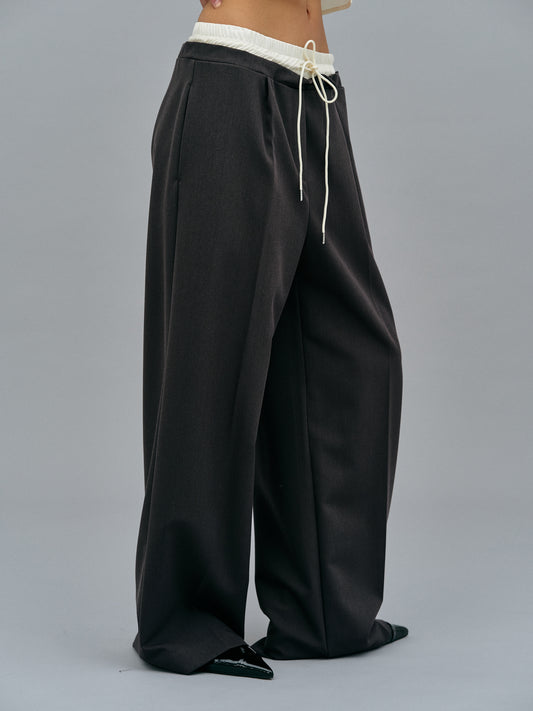 (Pre-order) Layered Waistline Pants, Charcoal