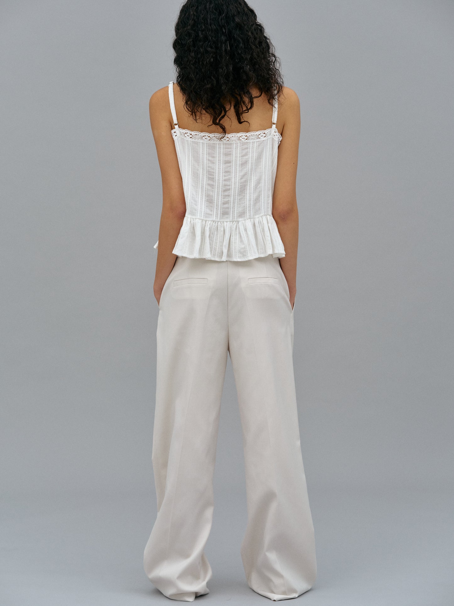 Button Paneled Trousers, Ivory