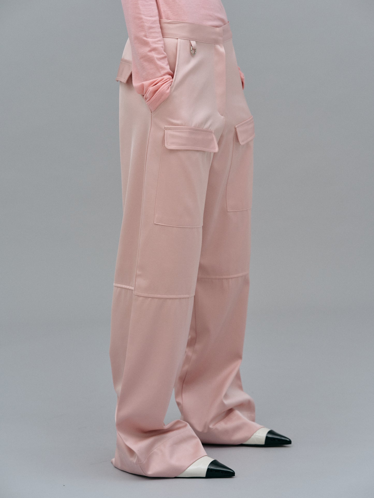 Satin Suit Cargo Trousers, Pink