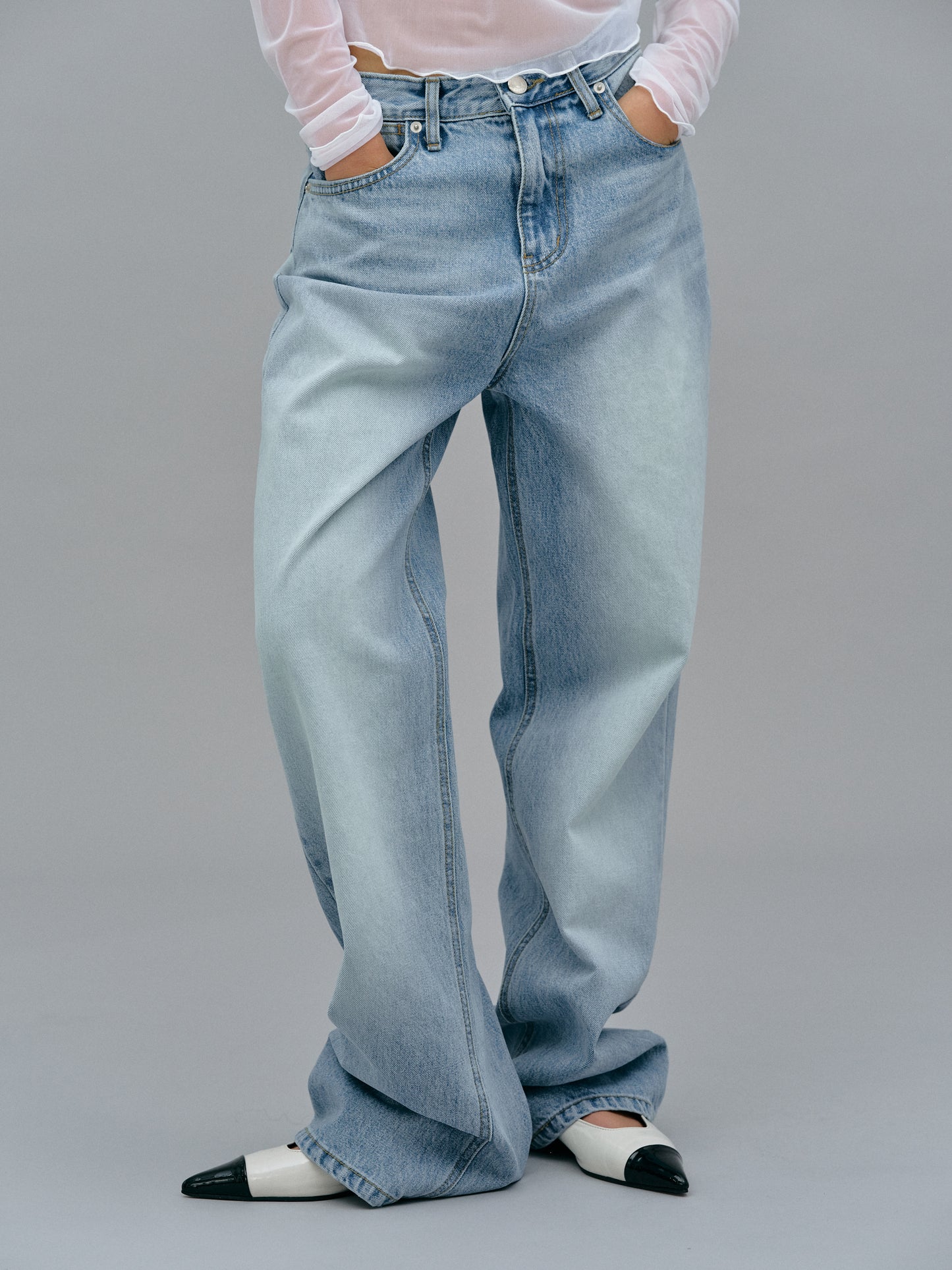 Straight Long Jeans, Sky Blue Wash
