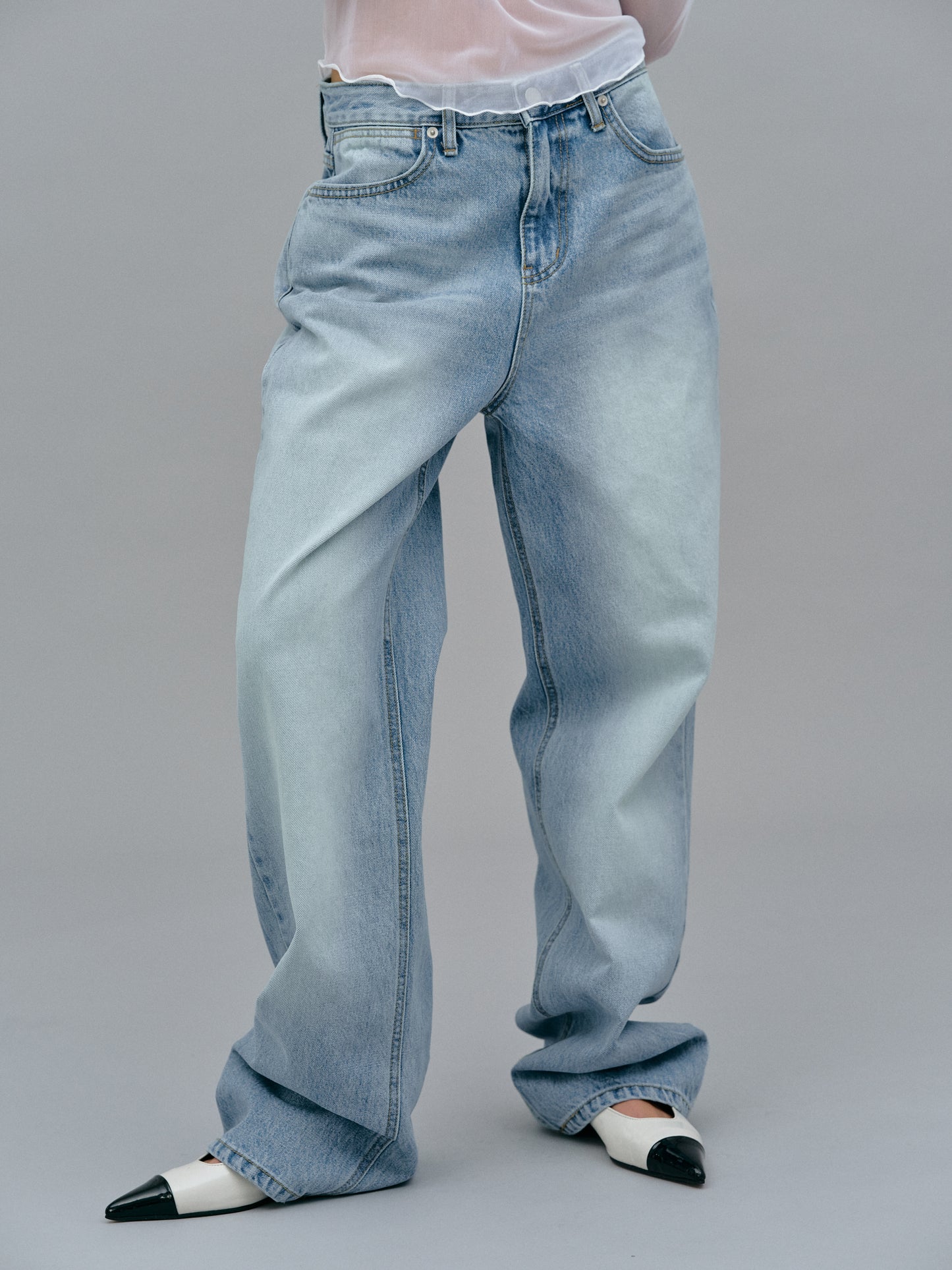 Straight Long Jeans, Sky Blue Wash