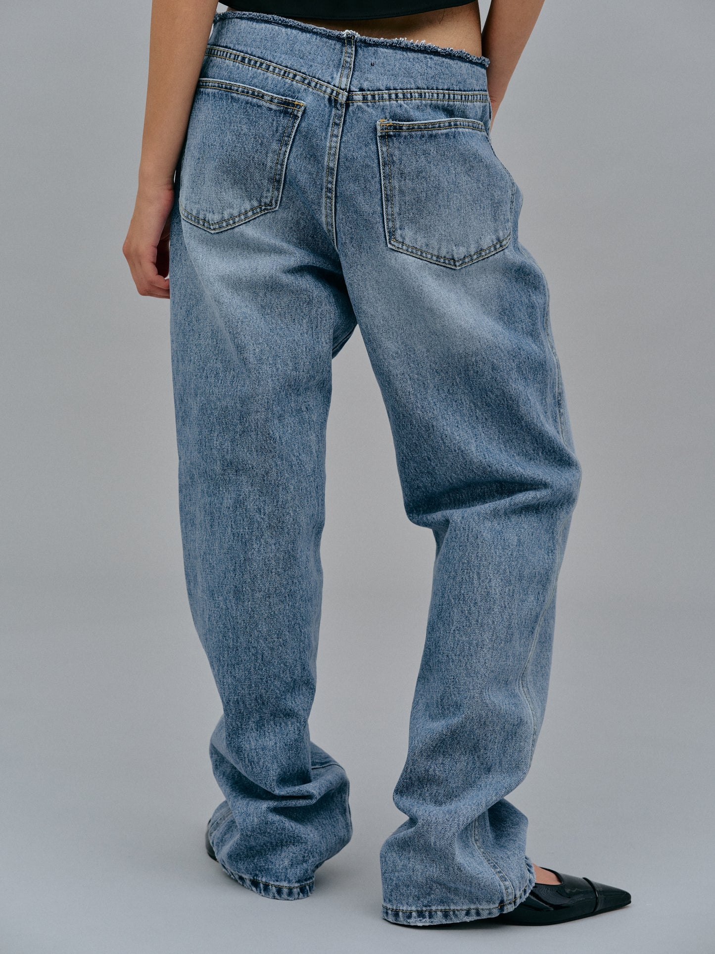 Raw Waist 90s Jeans, Worn Wash