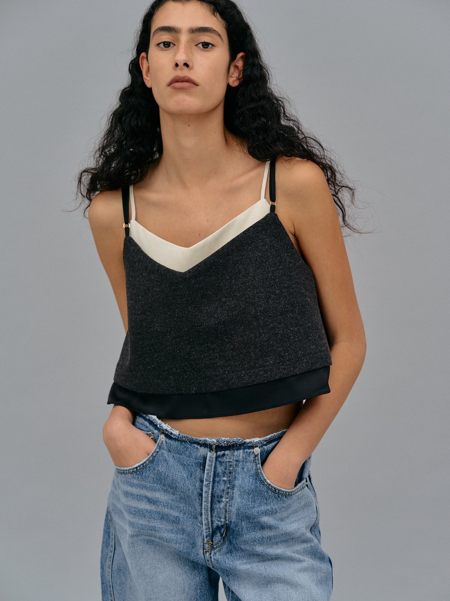 Doubled Layer Camisole, Charcoal Melange – SourceUnknown