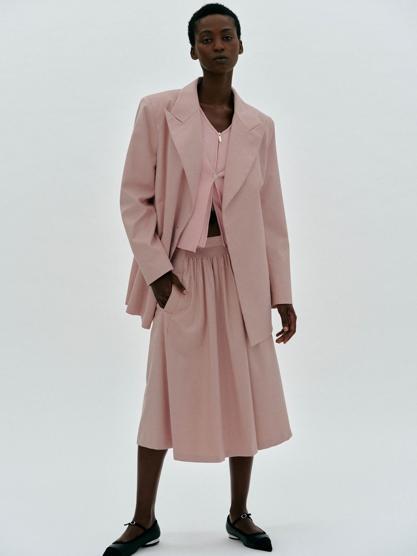 Suit Midi Skirt, Dusty Pink