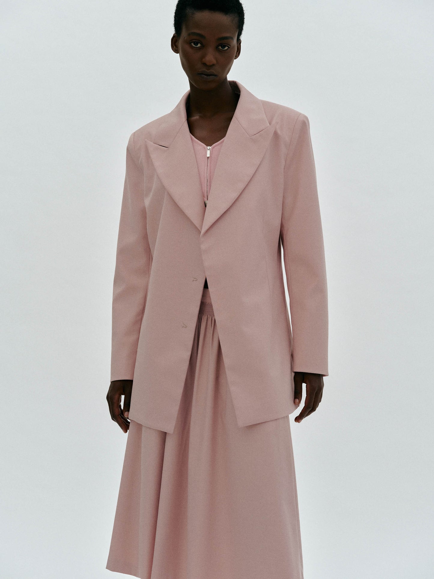 Hook-Eye Suit Blazer, Dusty Pink