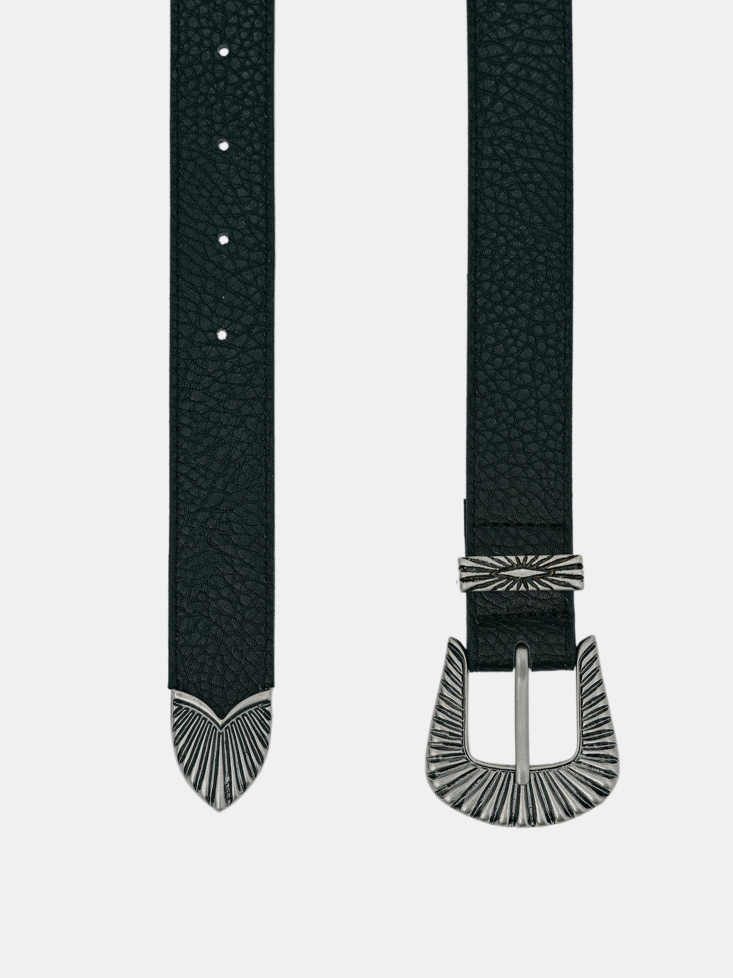 Vegan Leather Antiqued Belt, Black