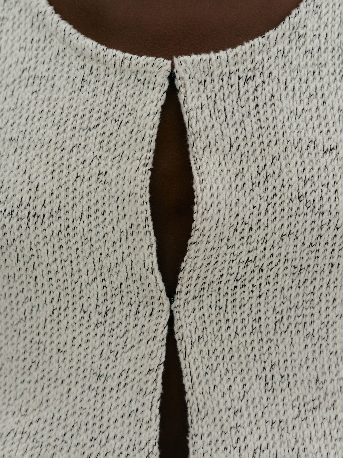 Hook Eye Cotton Tweed Vest, Beige