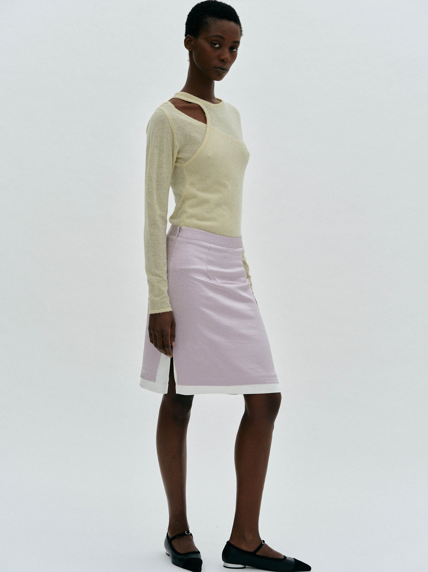 Layered Satin Skirt, Pink