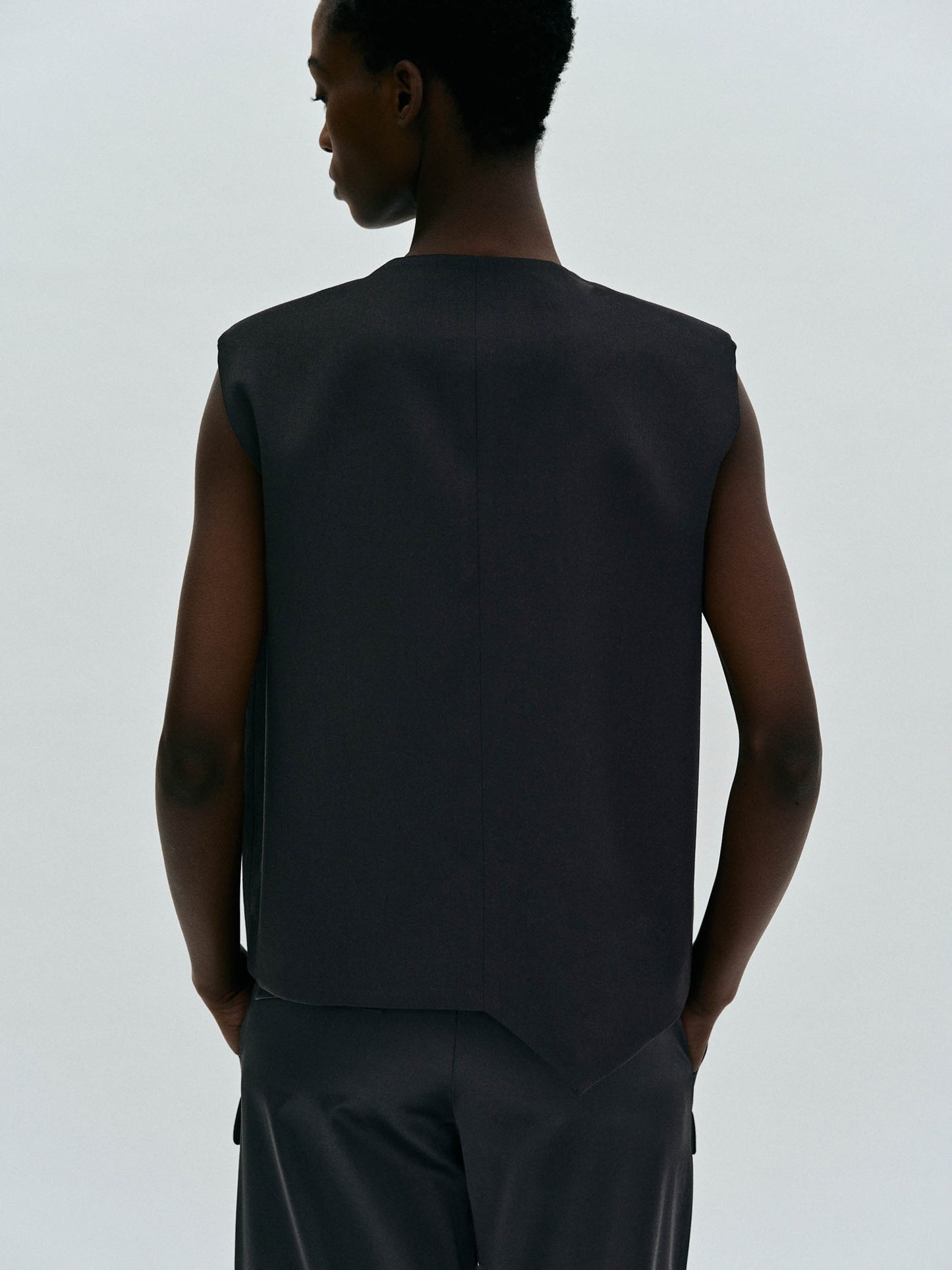Asymmetric Suiting Vest, Black