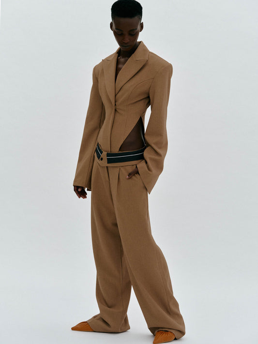 Reversed Waistband Suit Trousers, Russet